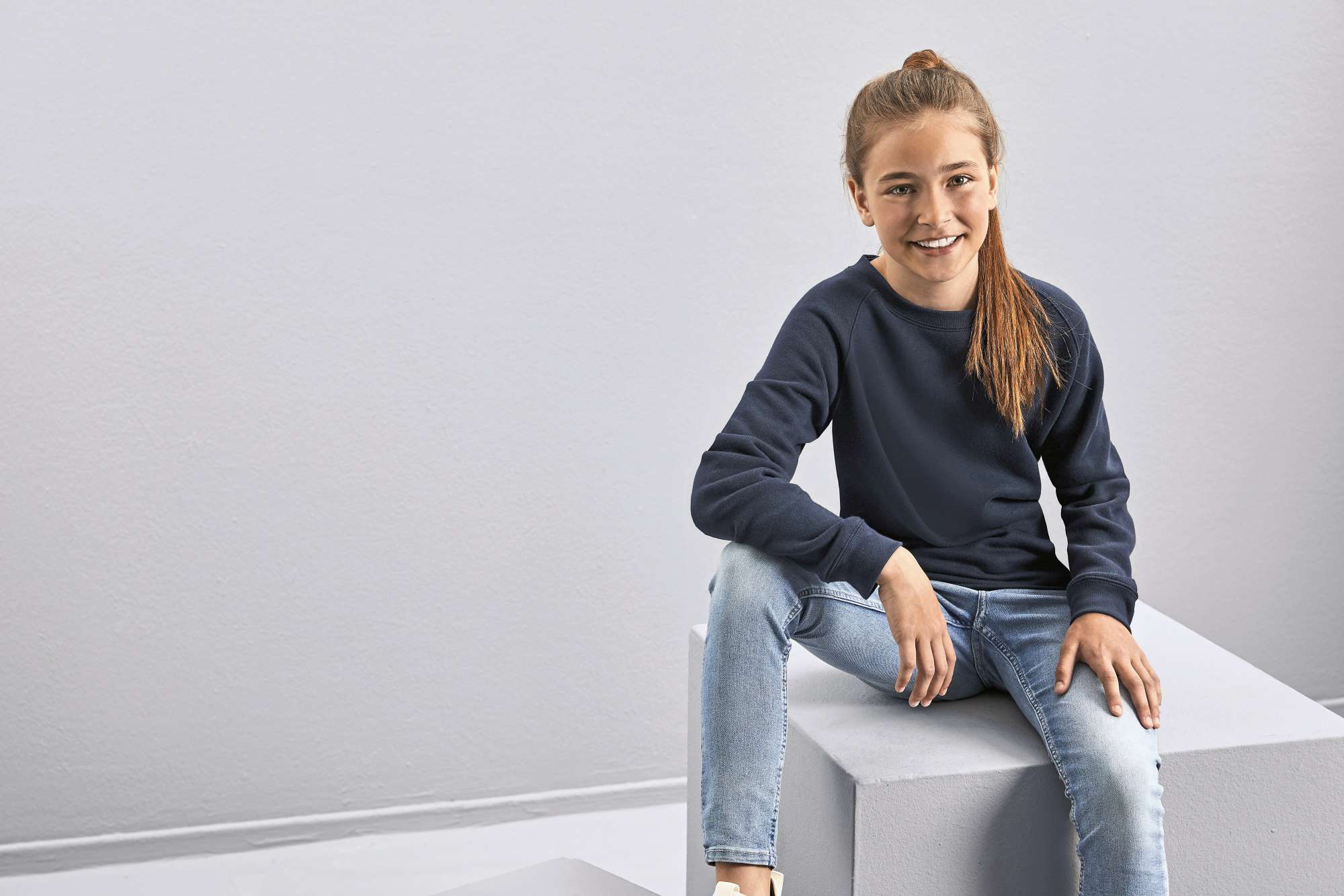 Baumwoll-Raglan-Sweatshirt mit Elasthan
