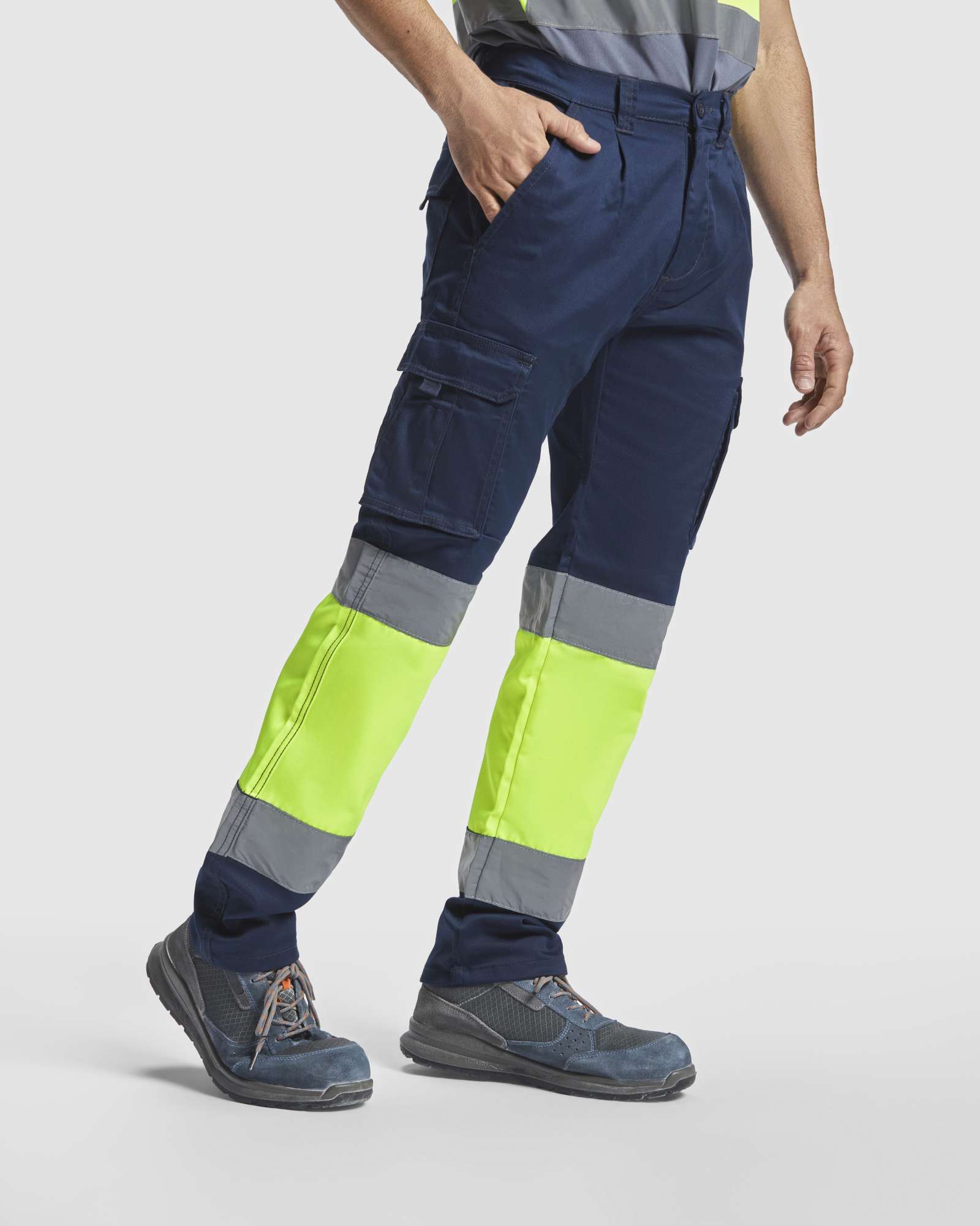 Roly Workwear Hi-Viz Kontrasthose Daily Stretch, Garden Green 52/Fluor Yellow 221 38, RY9312