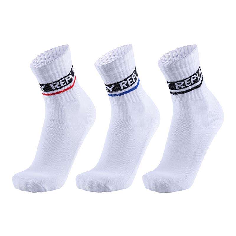 Replay Tennissocken 3er-Pack mit Zierstreifen, White/White 43/46, RP100634