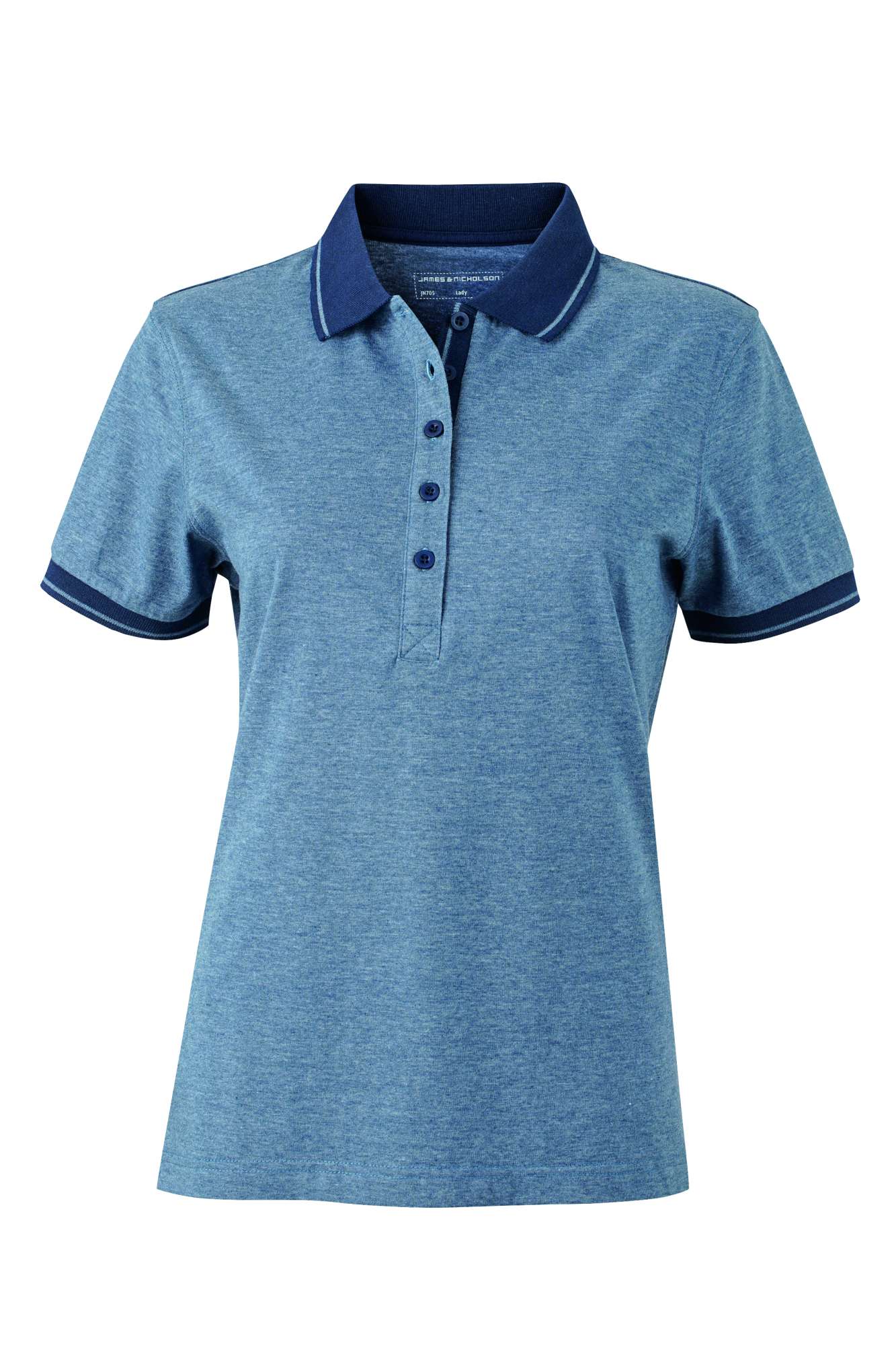 Melange Polo mit Knopfleiste für Damen