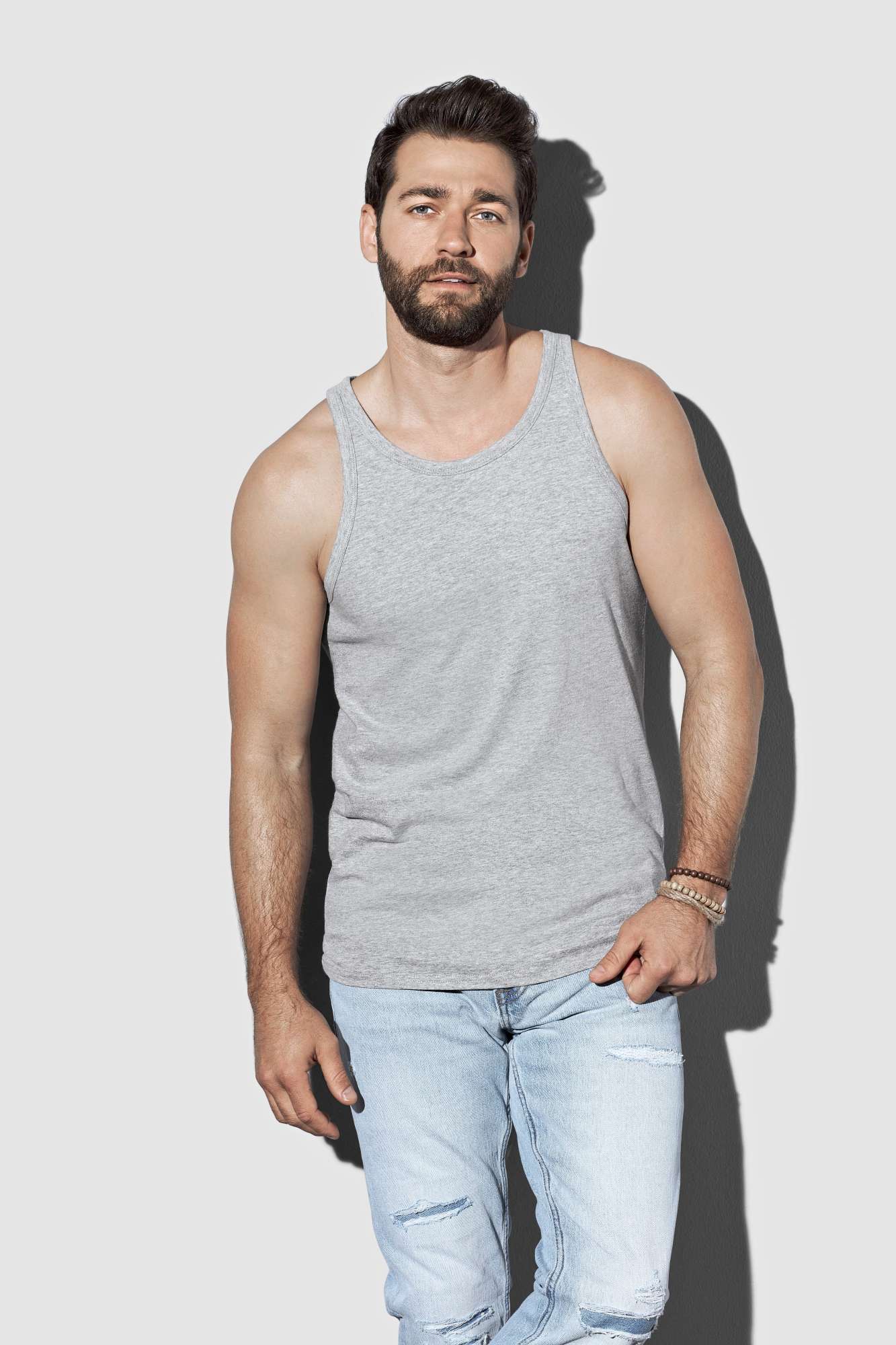 Aermelloses Baumwoll-Tank Top in Schwarz