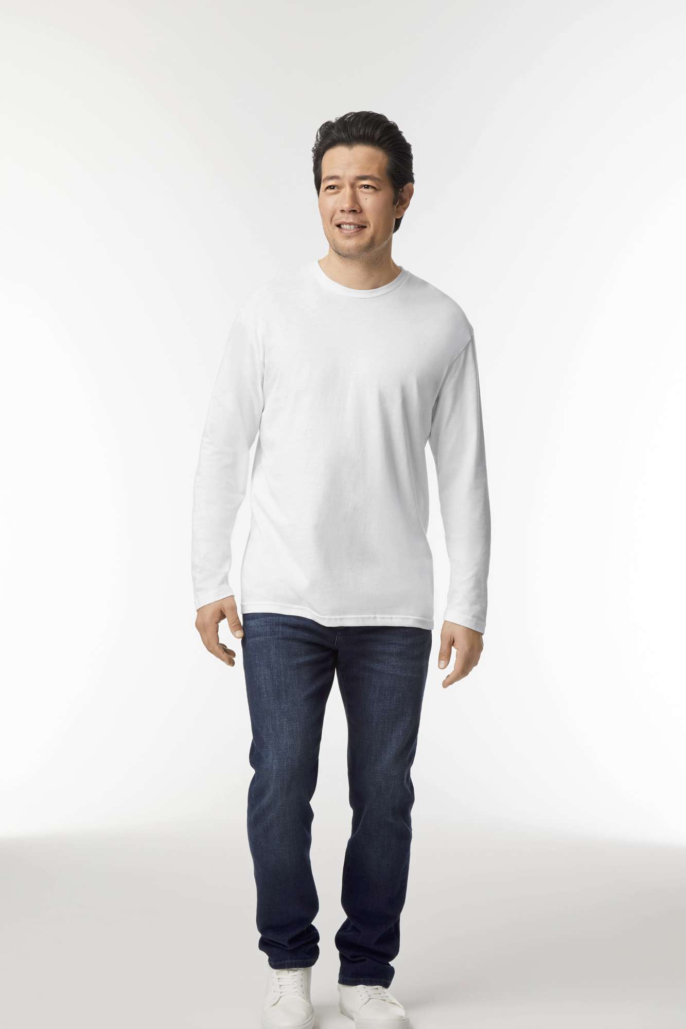 Langarm T-Shirt mit Ripp-Kragen