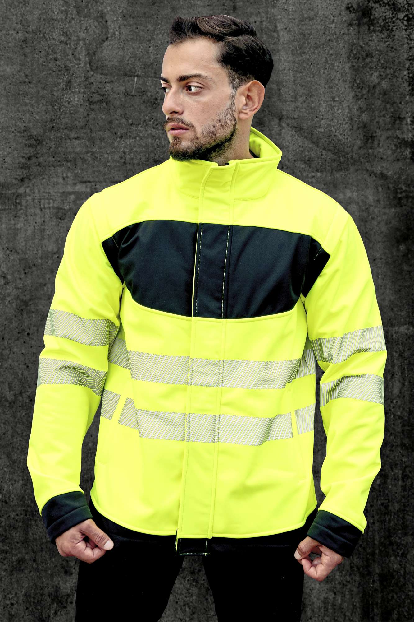 Korntex Hi-Vis Softshelljacke mit Druckfläche, Signal Orange/Black L, KX1003