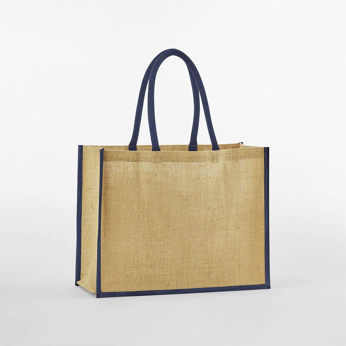 Westford Mill Natürlicher Jute-Klassik-Shopper, Natural/Olive Green 42 x 33 x 19 cm, WM470
