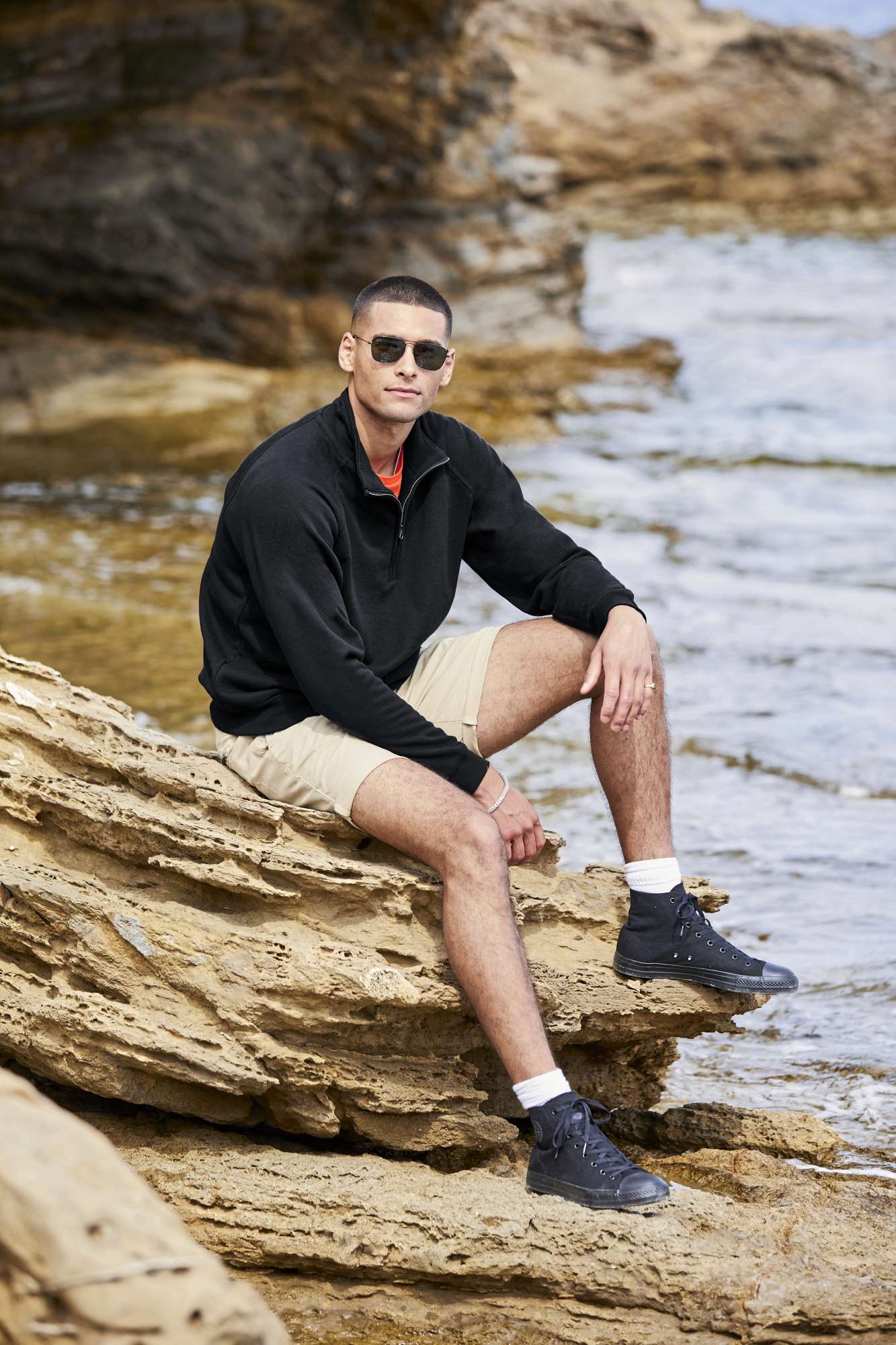 Classic Zip Neck Sweatshirt mit Reißverschluss