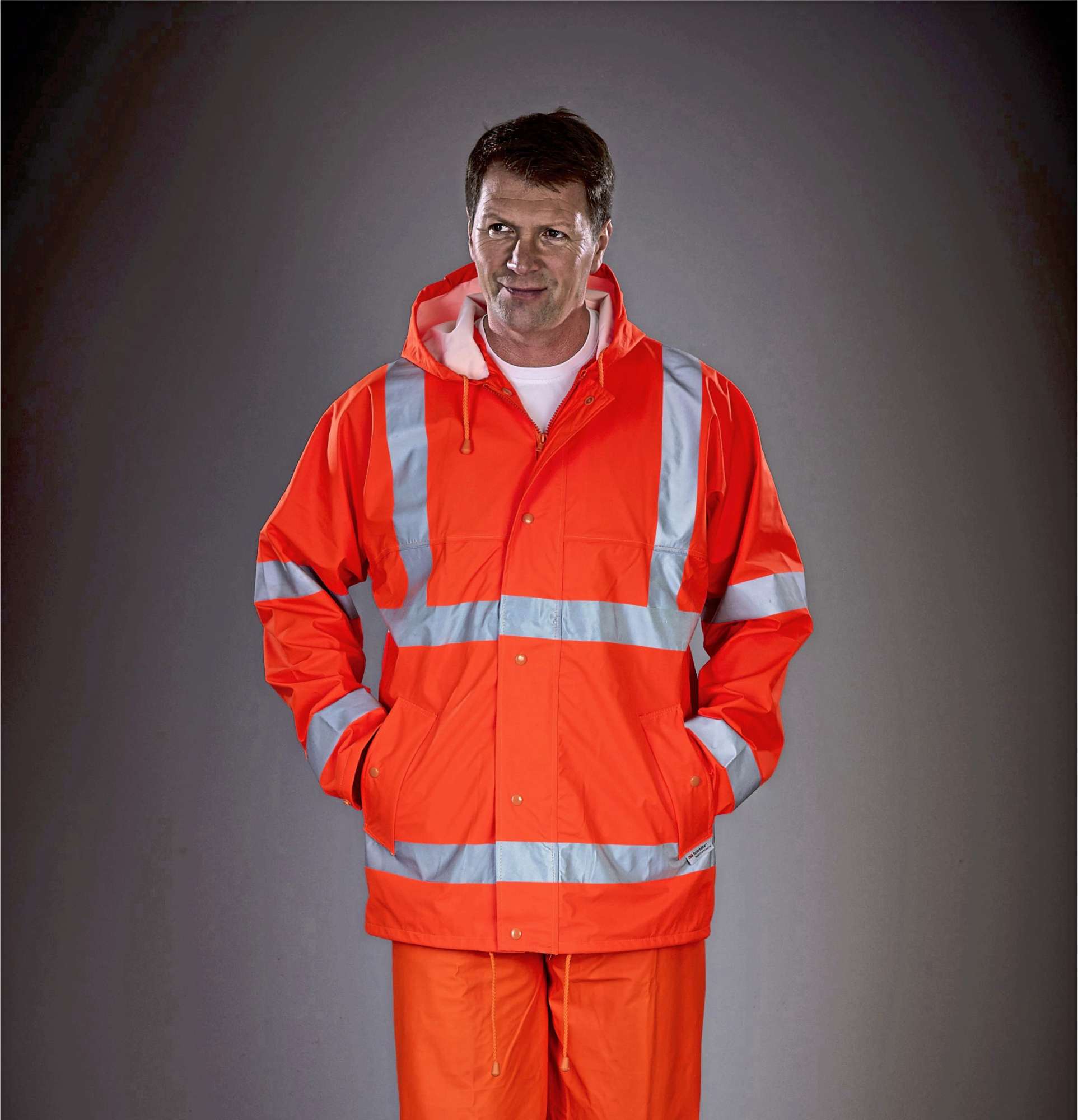 YOKO Neon Regenjacke mit Reflexbändern, Orange XL, YK450