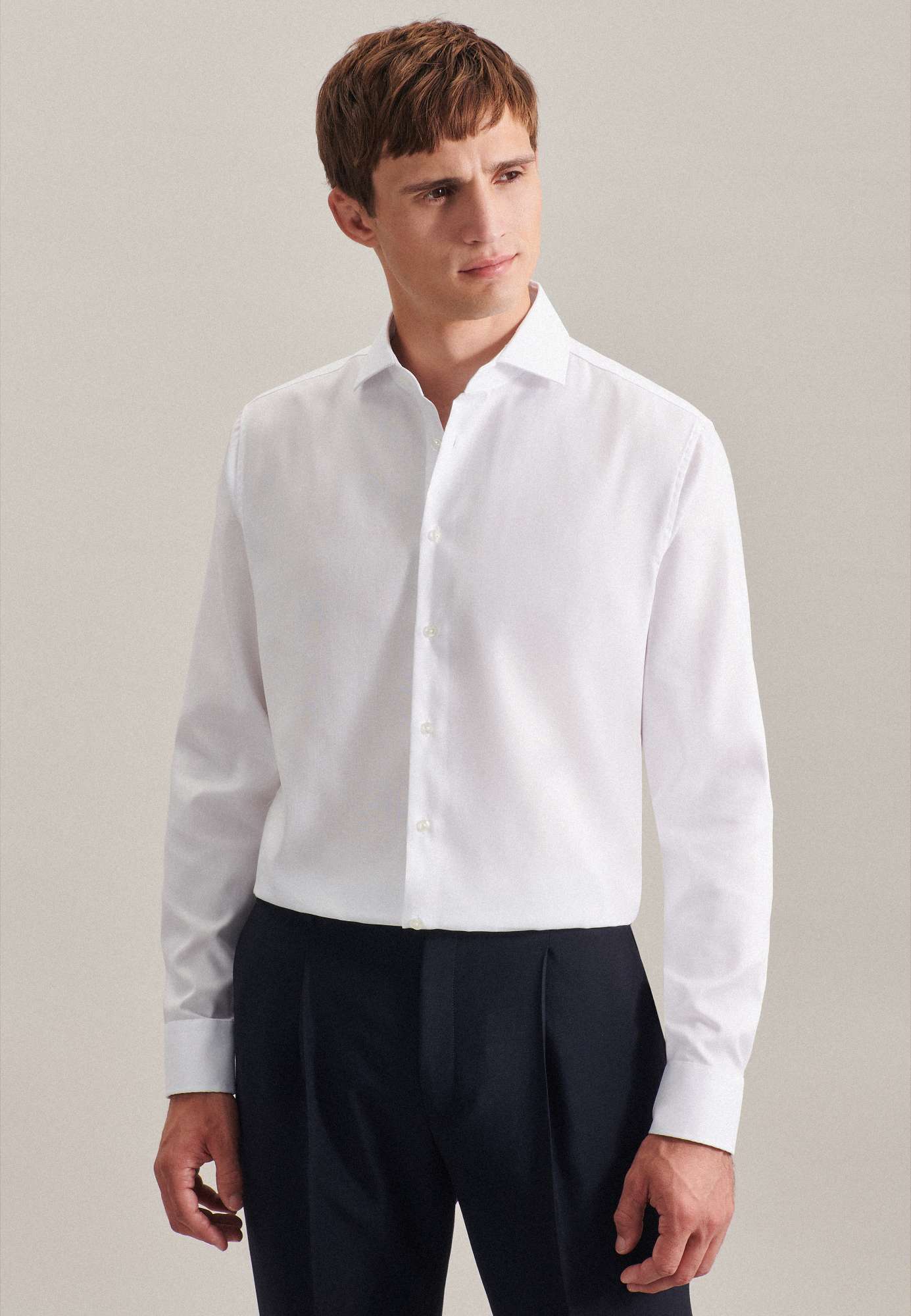 Seidensticker Bügelfreies Slim Fit Oxford-Hemd, White 44, SN693677