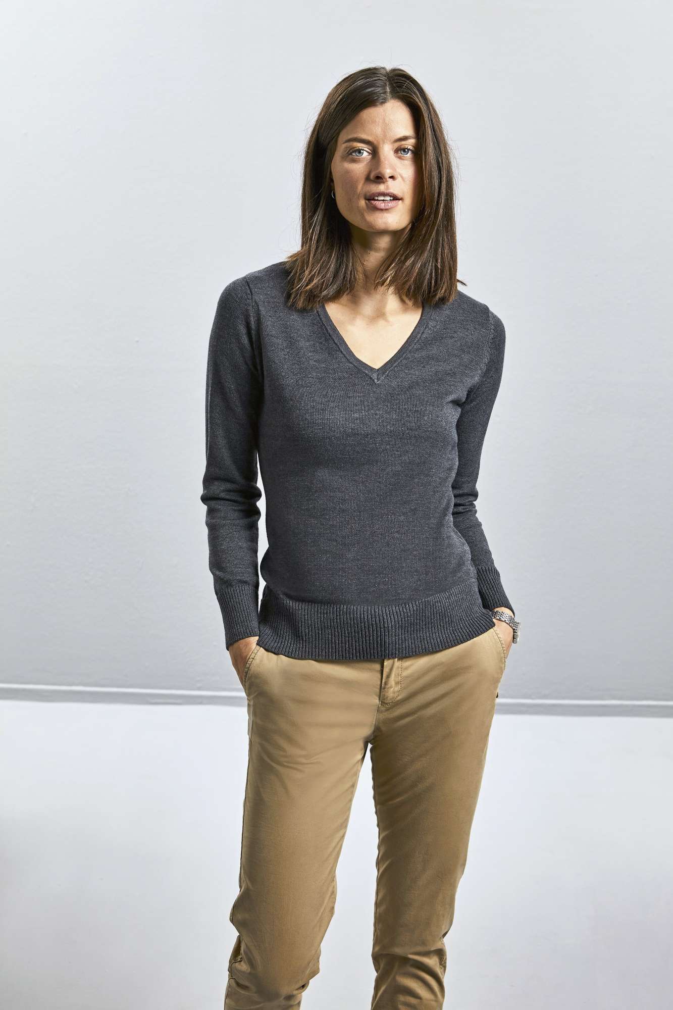 CottonBlend™ V-Neck Pullover Damen