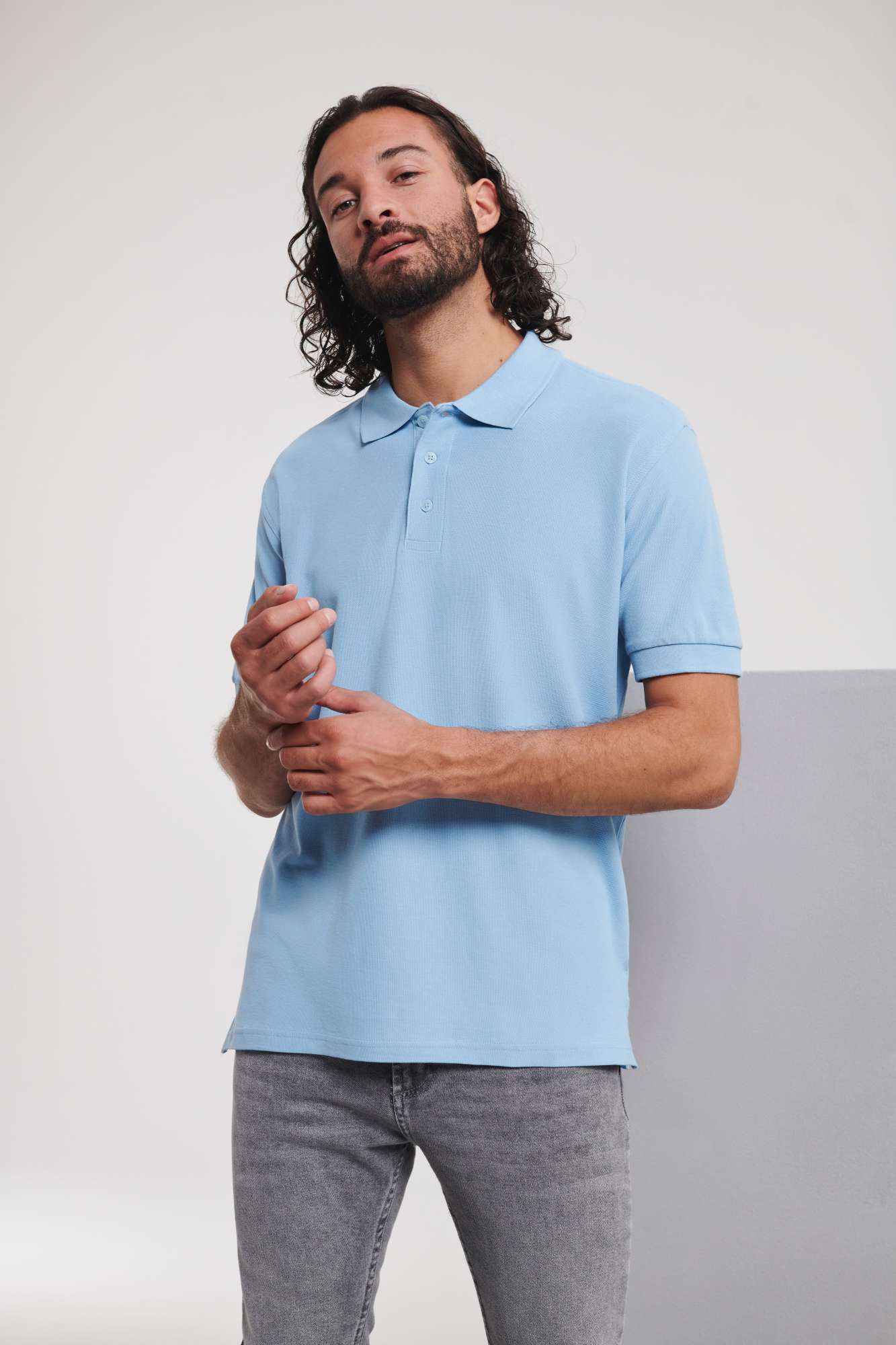 Baumwoll-Poloshirt mit Double-Tuck Piqué