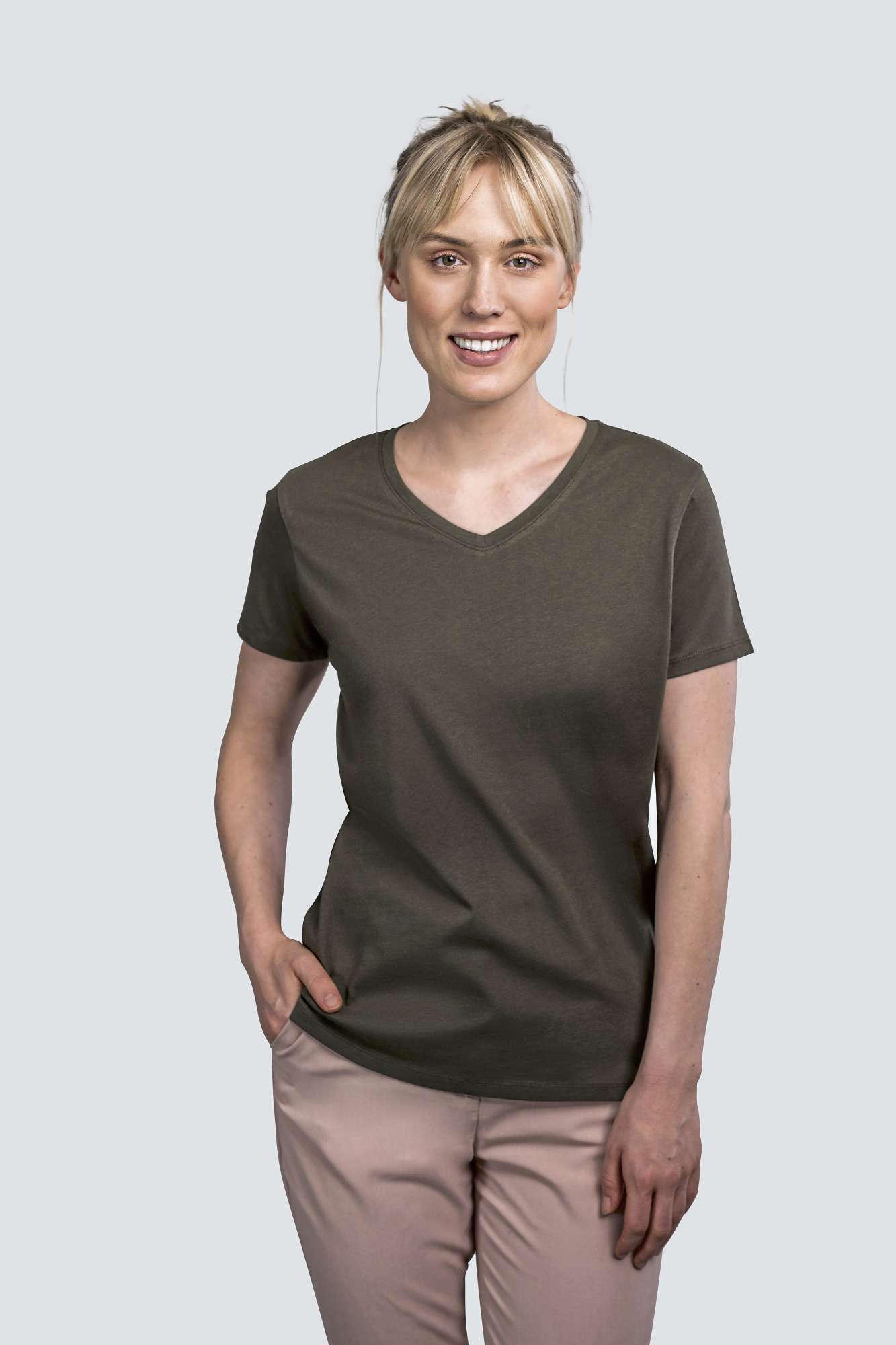 HRM Luxuriöses V-Ausschnitt T-Shirt, Bio-Baumwolle, Red XXL, HRM202