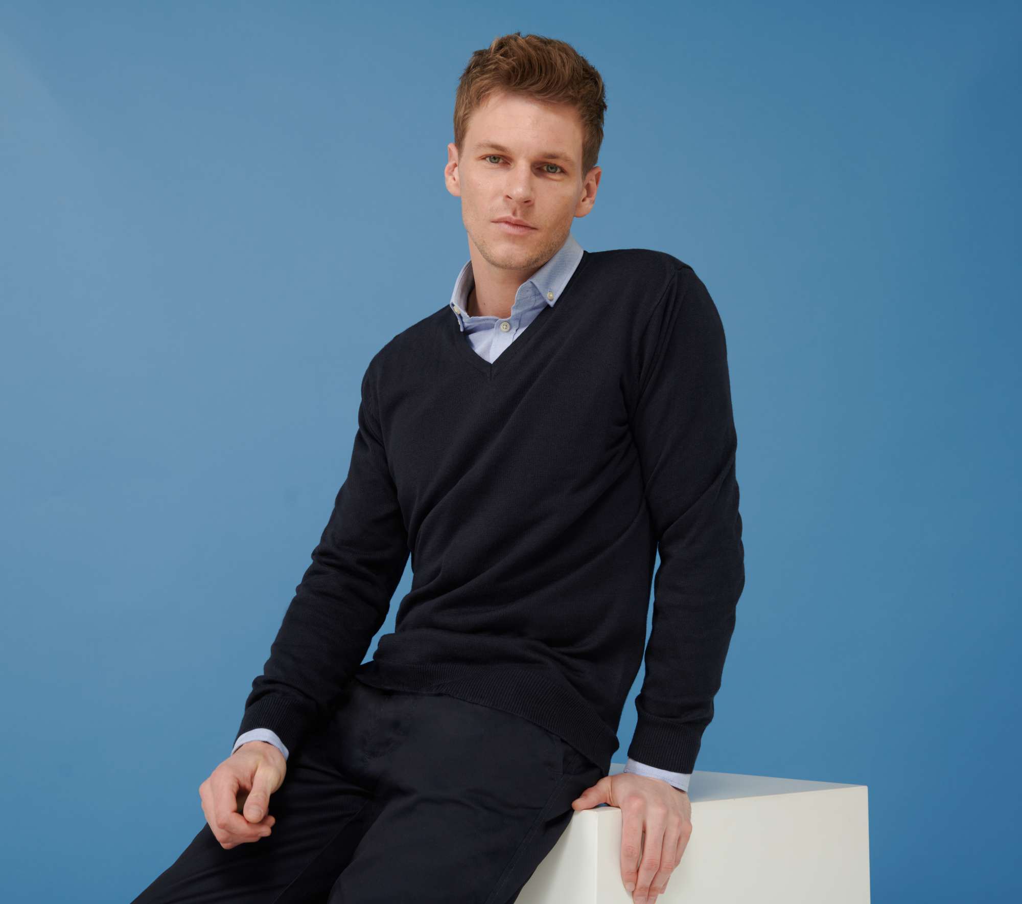 V-Pullover 12-Gauge Feinstrick für Herren