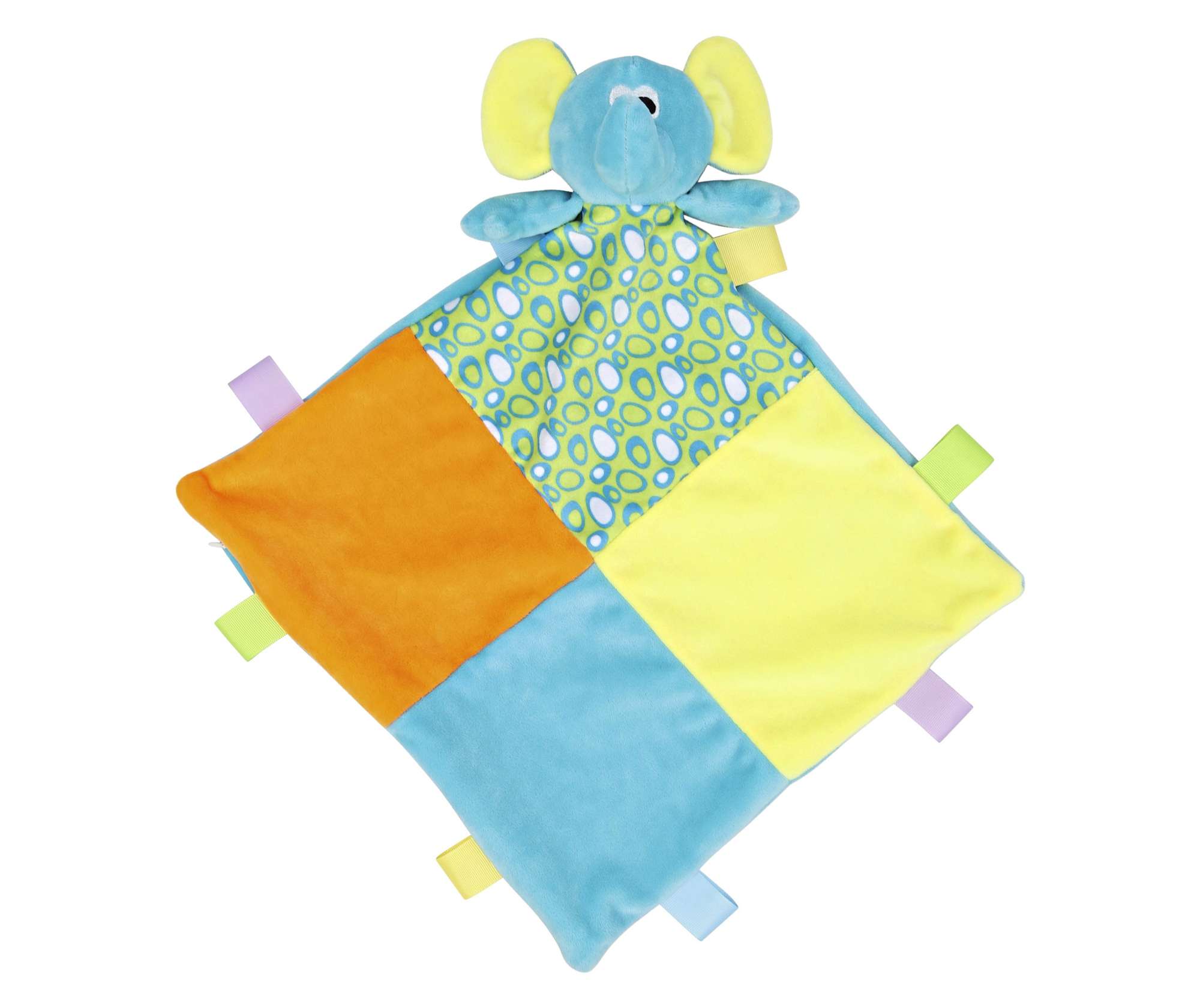 Mehrfarbige Kuscheldecke mit Rassel
