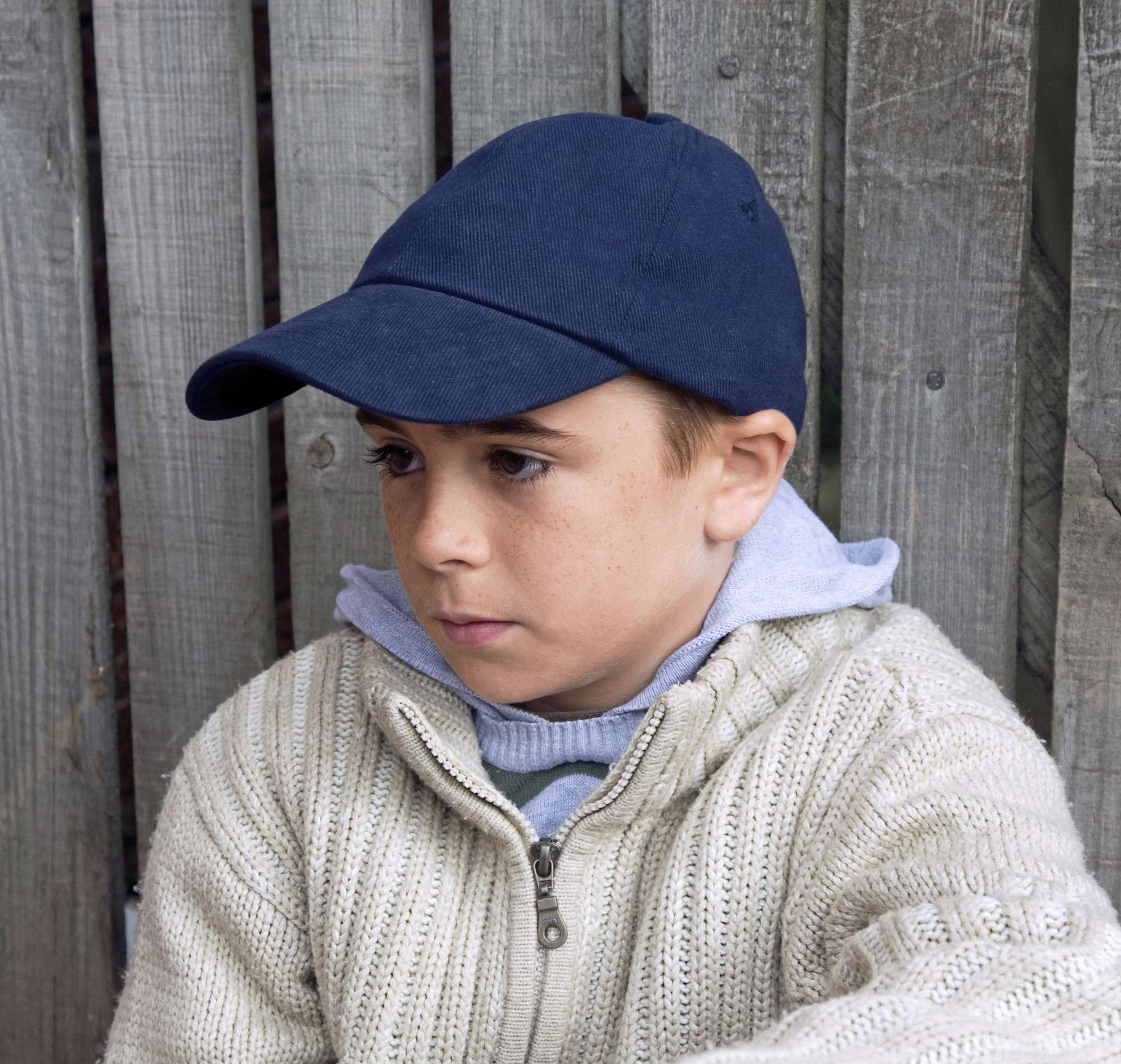Junior Heavy Brushed Baumwollcap Schwarz/Navy
