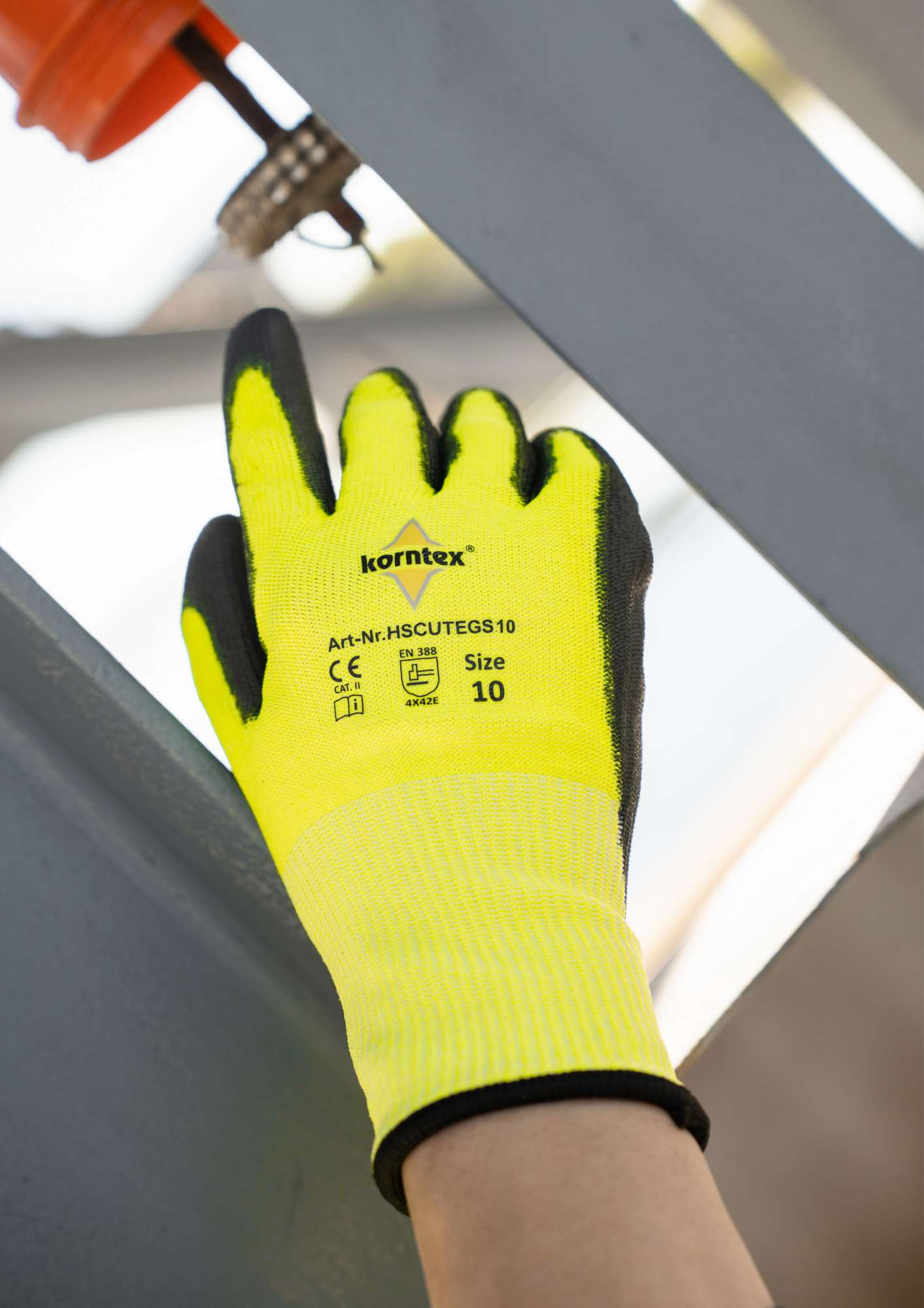Korntex Schnittschutz-Handschuhe Adana Nylon-Glasfaser, Yellow/Black 11, KX160