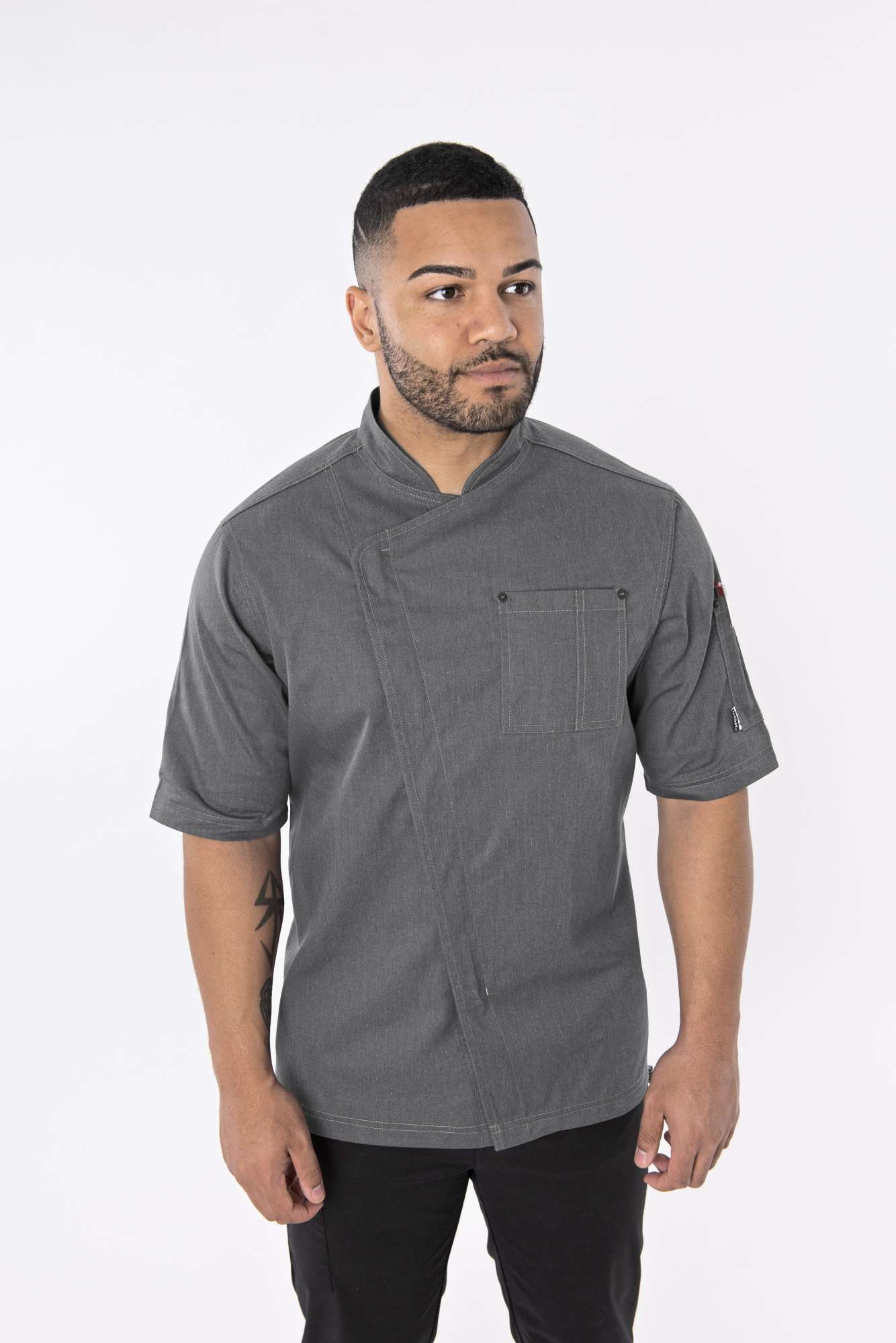 Le Chef Asymmetrische Jacke mit Staycool-Segment, Indigo XL, LF129