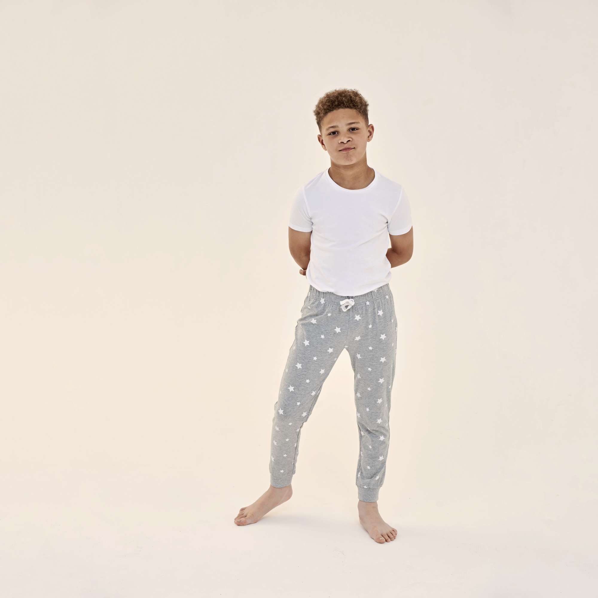 SF Minni Kinder-Leggings mit Mustern, Heather Grey/White Stars 7/8 Jahre, SM85