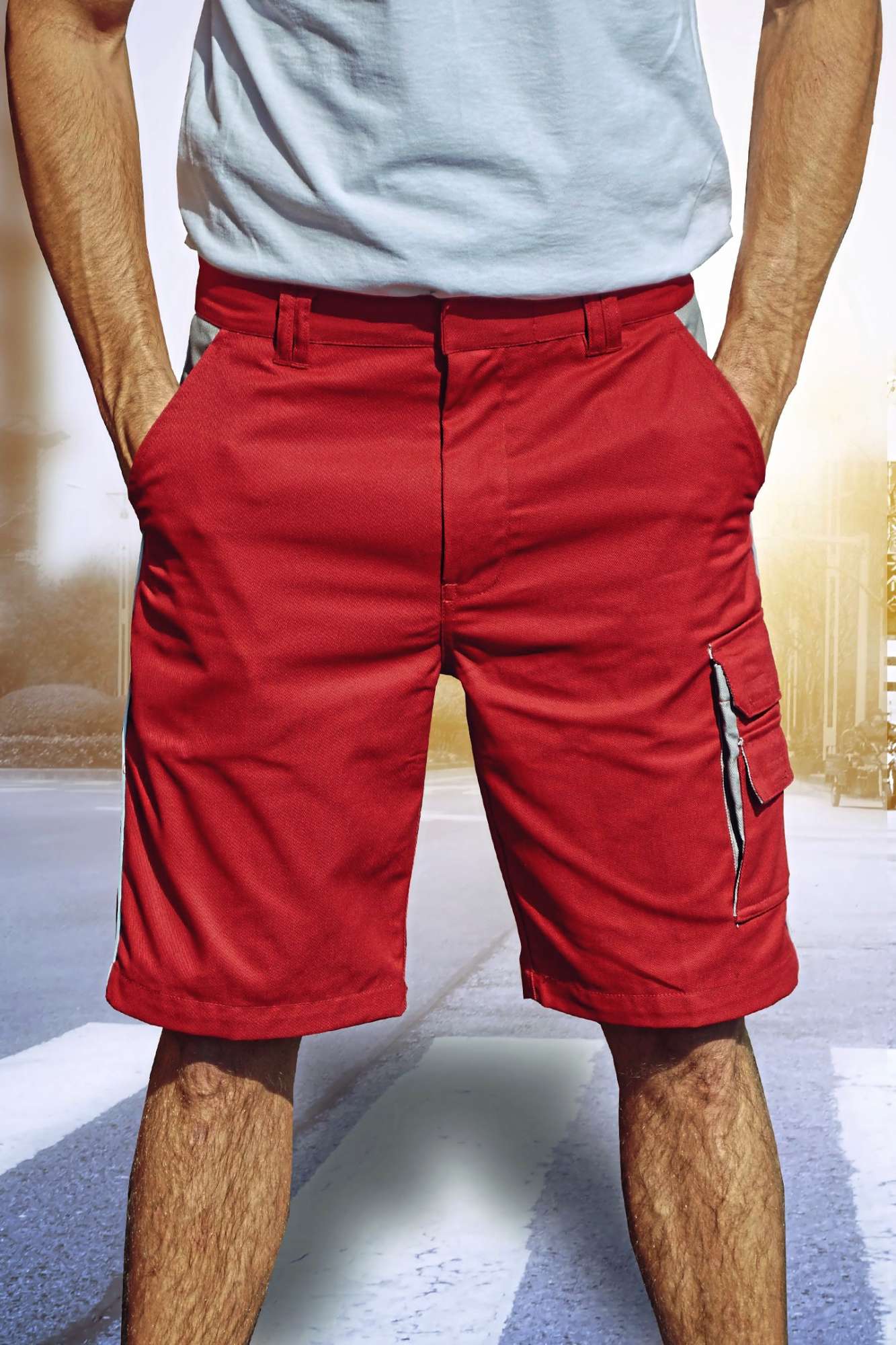 Carson Contrast Carson Arbeitsshorts mit Flexbund und Taschen, Deep Navy/Grey 64, CR481