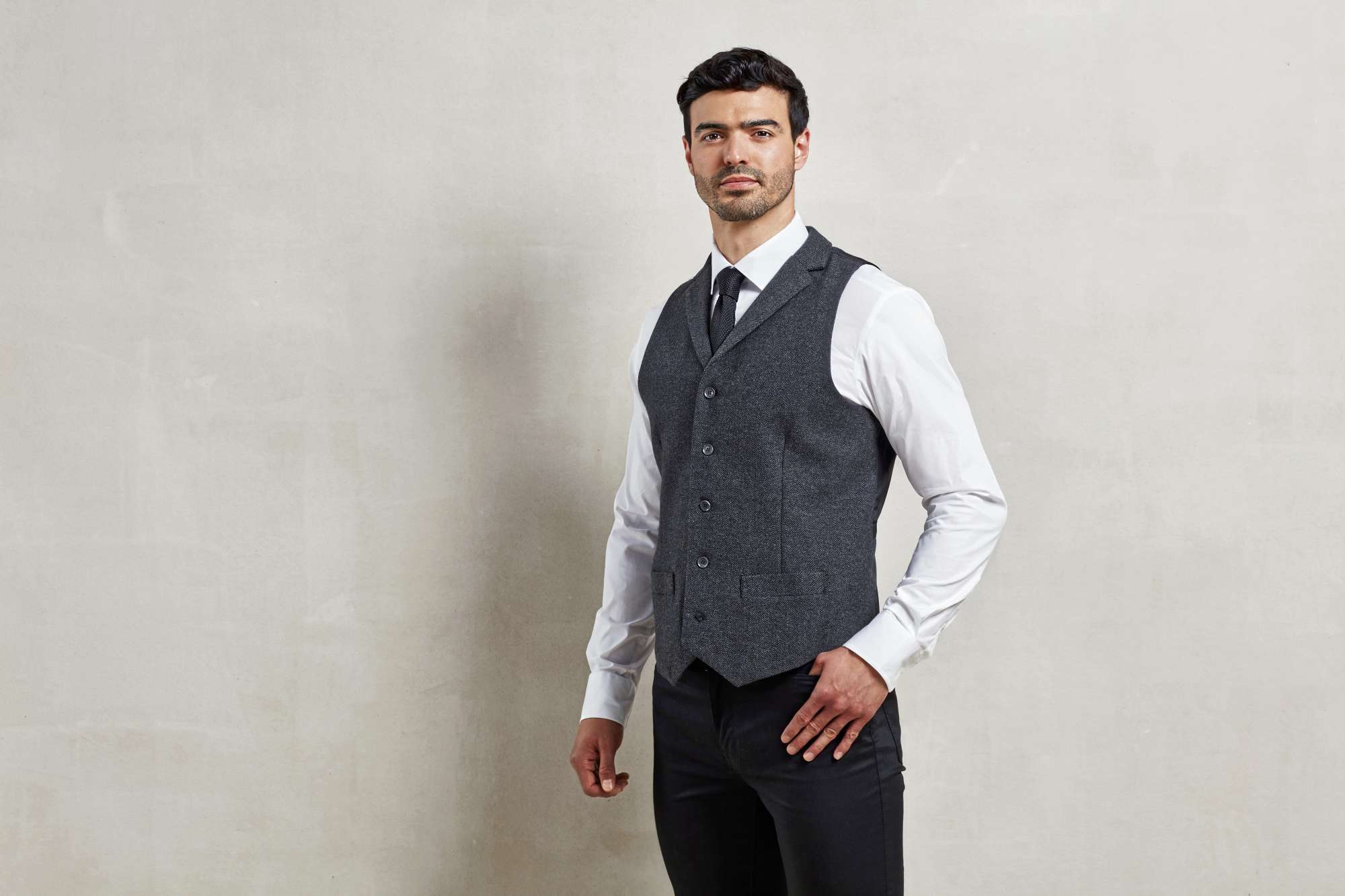 Premier Workwear Herringbone Weste mit Satinfutter für Herren, Brown Check (ca. Pantone 7519C) L, PW625