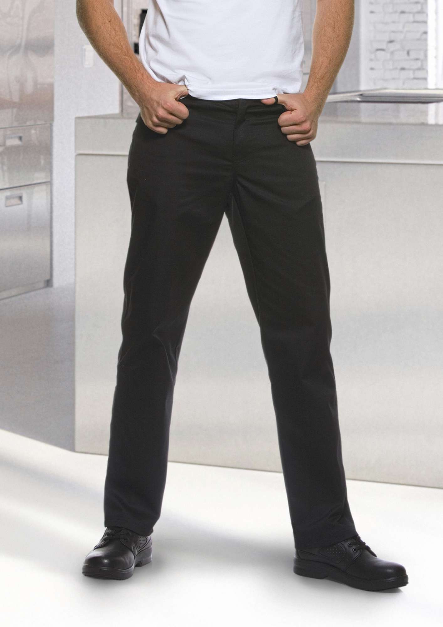 Karlowsky Kochhose Manolo 5-Pocket-Schnitt für Herren, Black (ca. Pantone 419C) 64, KY093