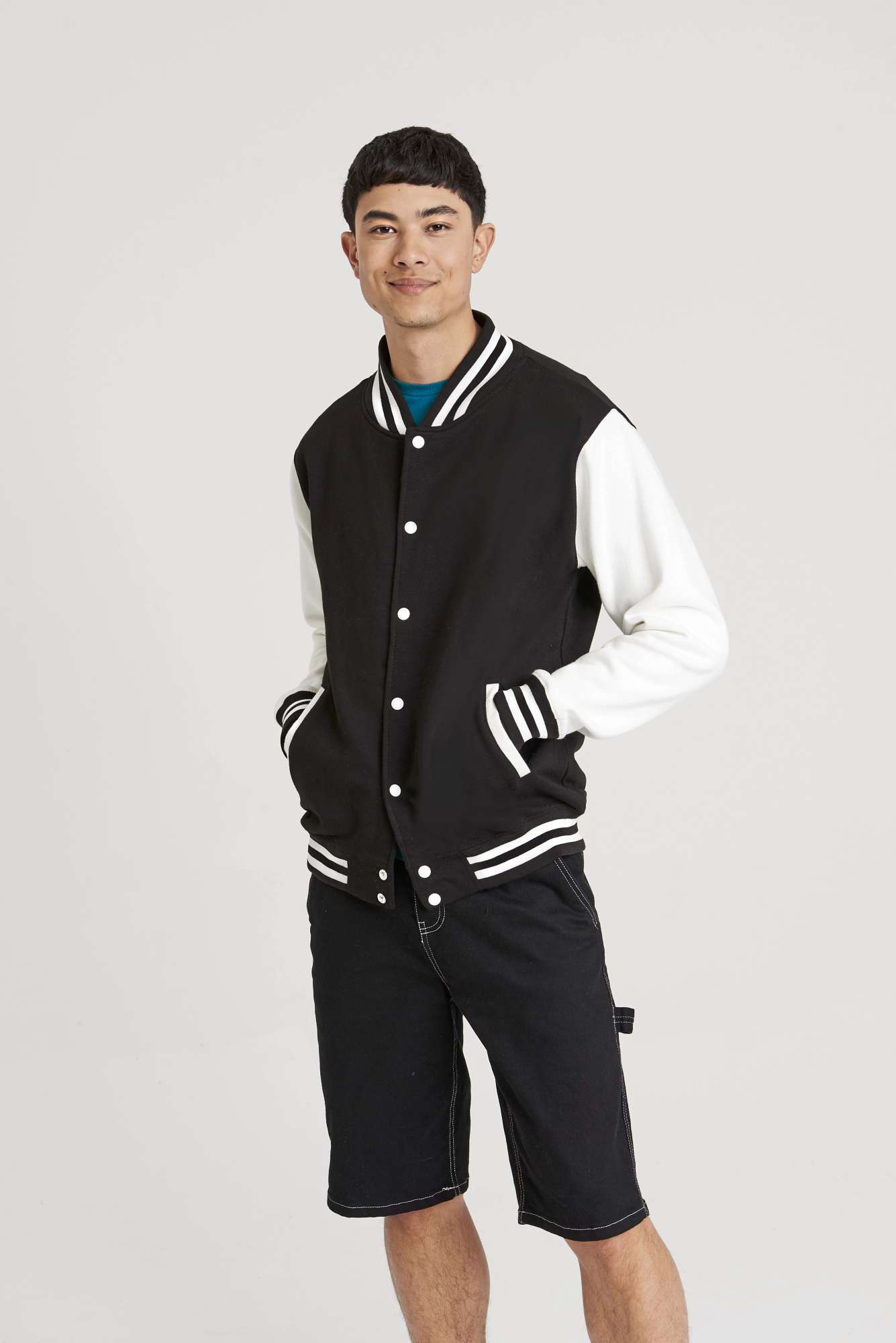 Just Hoods Varsity Jacket mit Kontrastärmeln, Royal Blue/White S, JH043