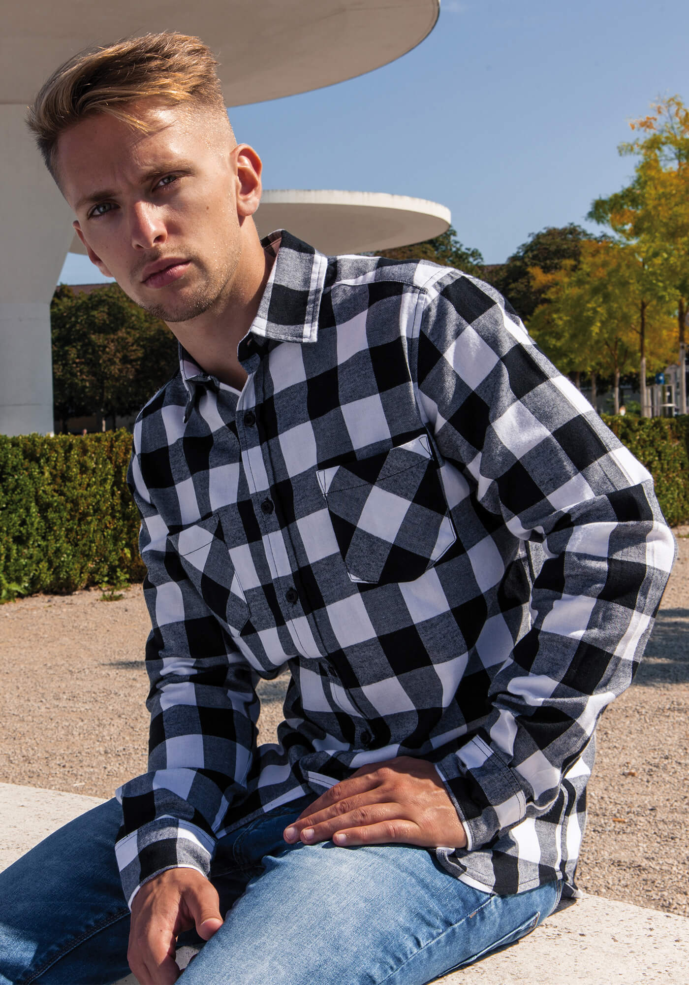 Kariertes Flanellhemd mit Brusttaschen