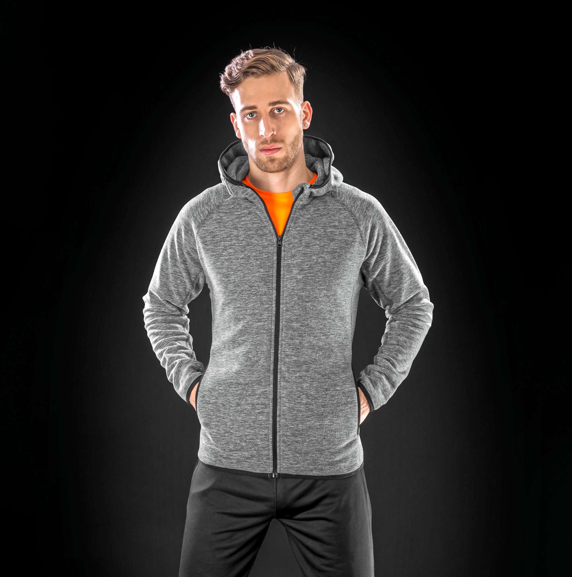 Microfleece Hoodie mit Reißverschluss für Herren