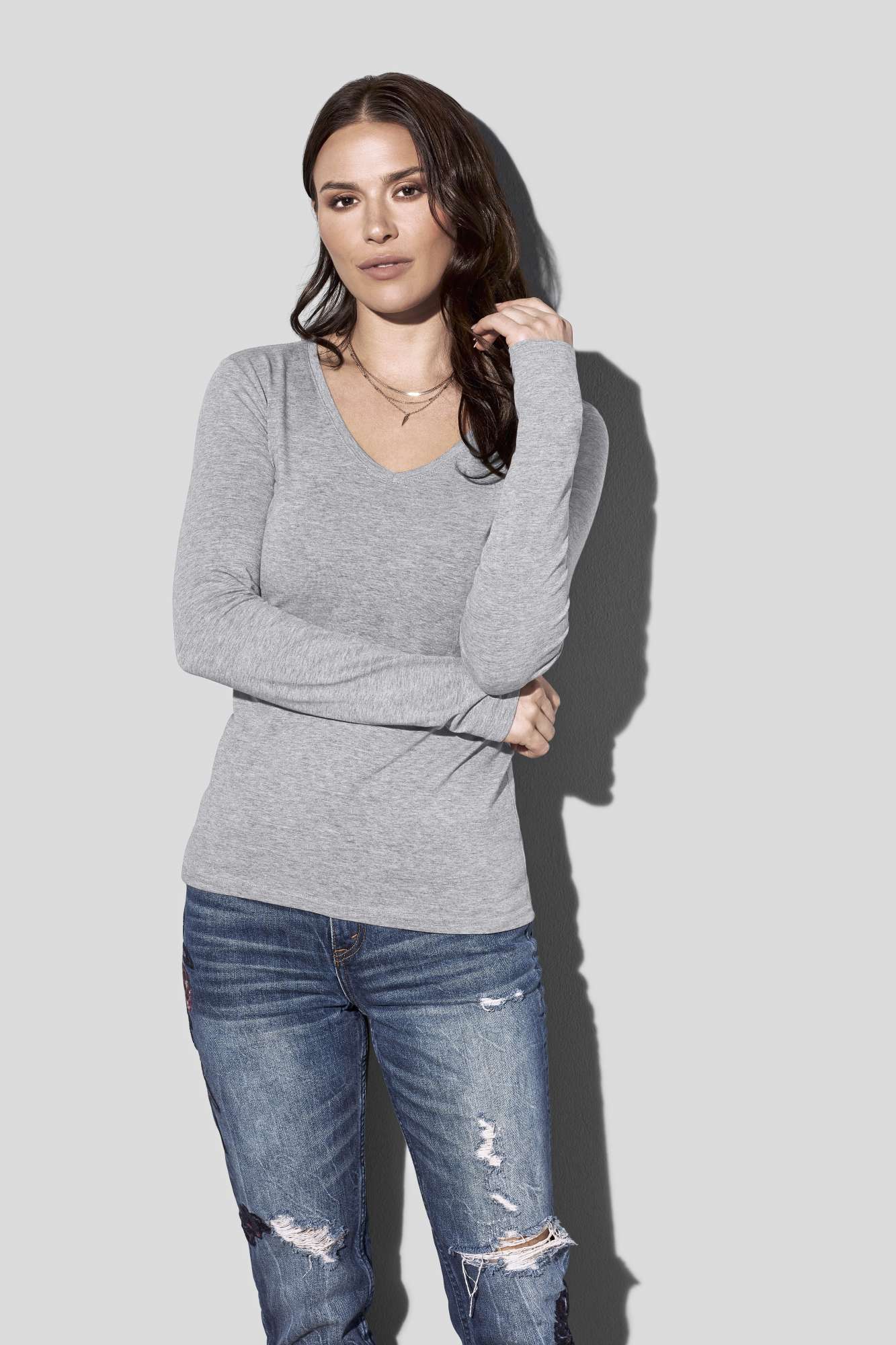 Claire Langarmshirt Damen Baumwolle Elasthan