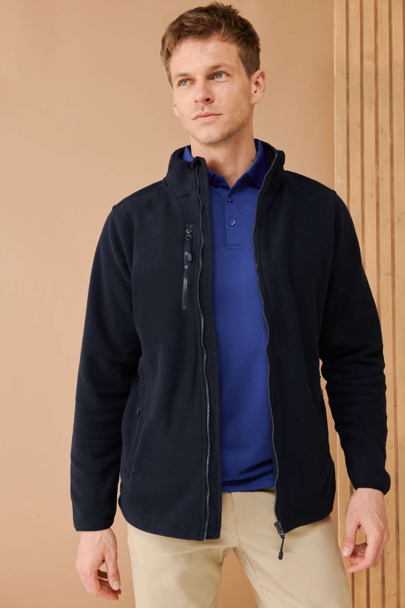 Recycelte Polyester Fleecejacke mit Taschen