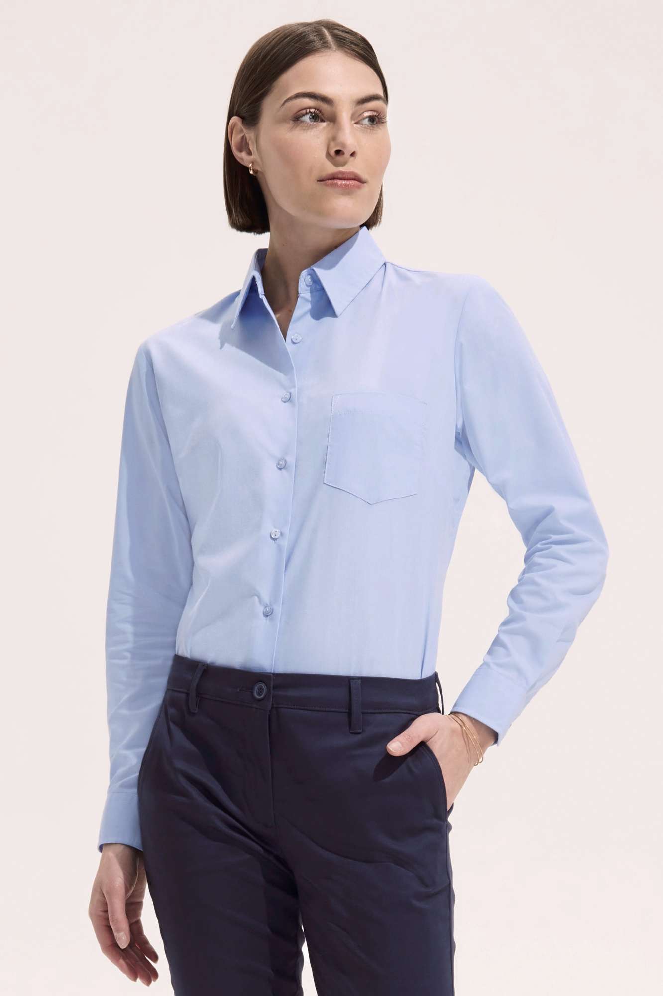 SOL´S Langarm-Popeline-Bluse Executive mit Brusttasche, White XL, L621