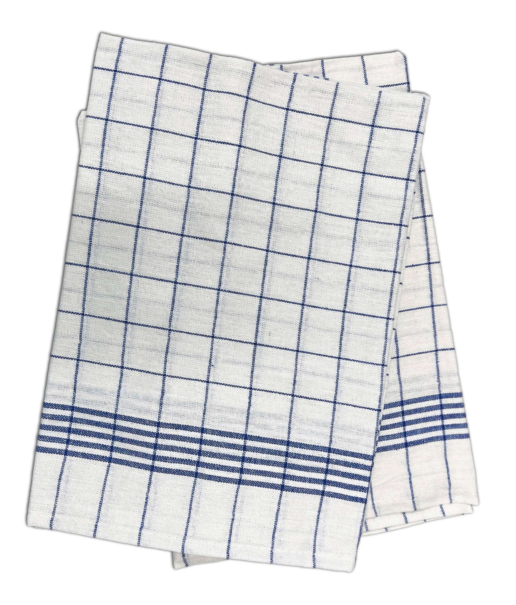 Exner Kariertes Geschirrtuch 10er Pack Baumwolle, White-Blue Checked 50 x 70 cn, EX153