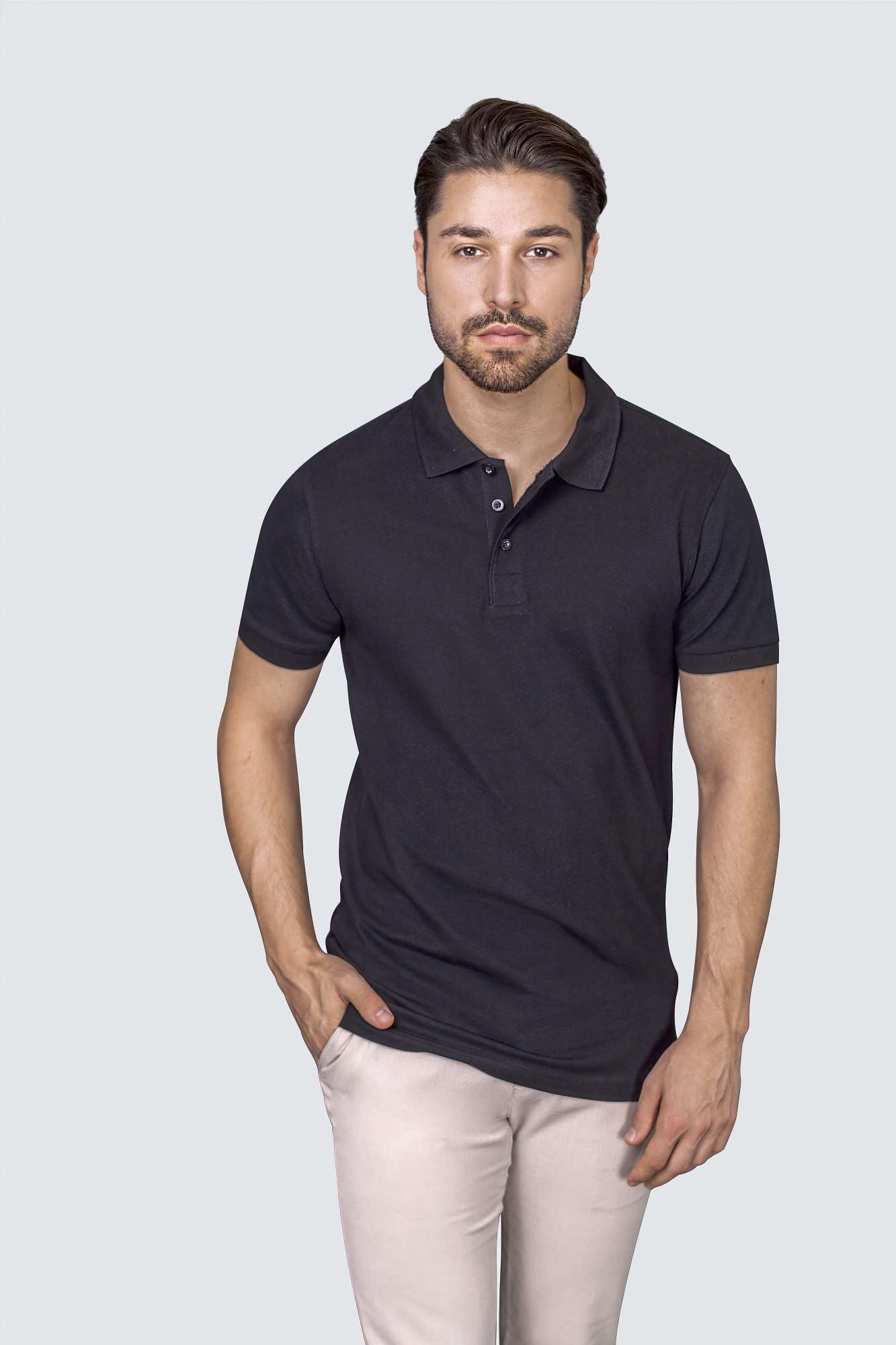 Heavy Stretch Polo mit 3-Knopfleiste für Herren