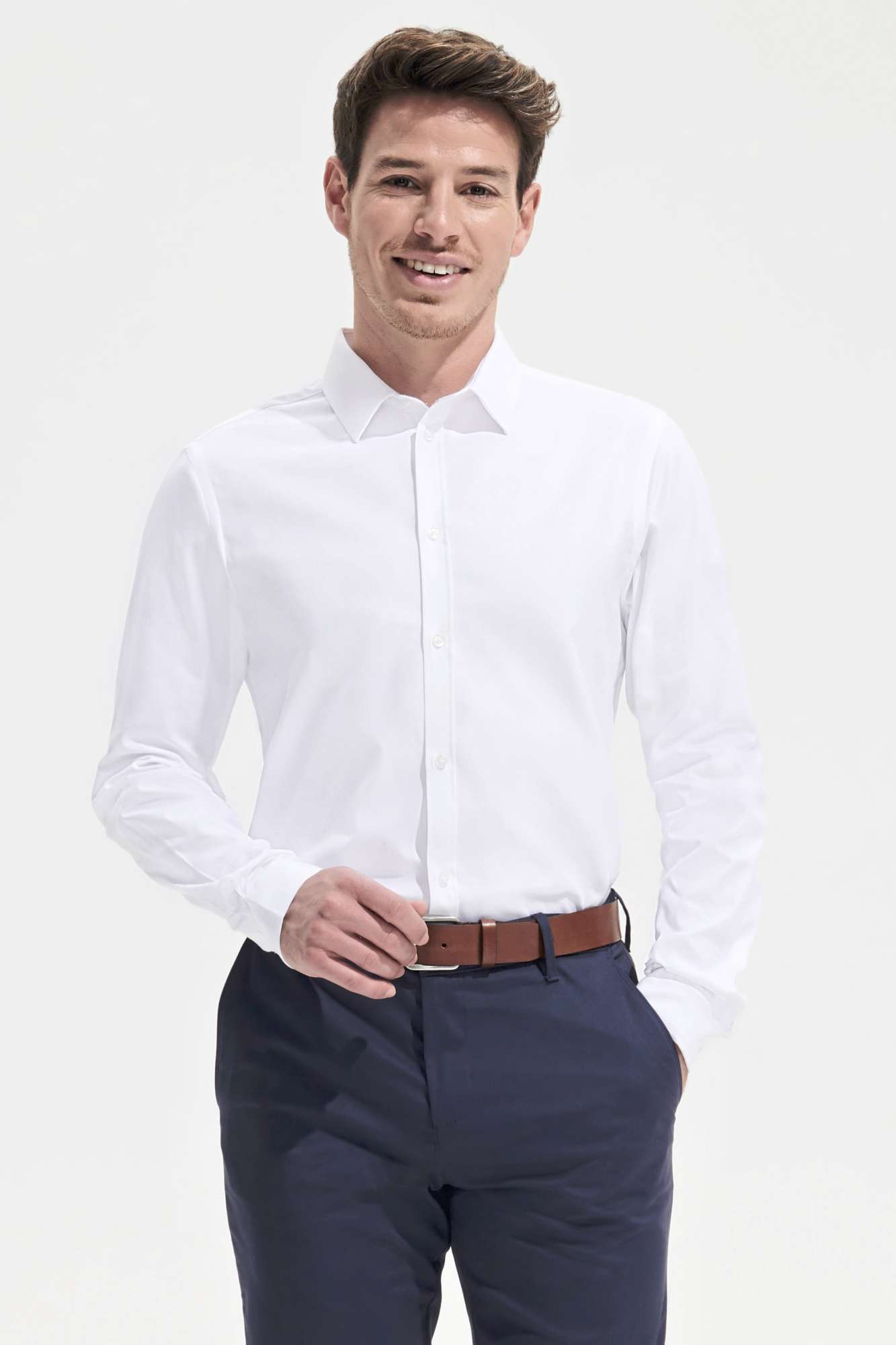 Herringbone Hemd Brody, Weiß für Herren