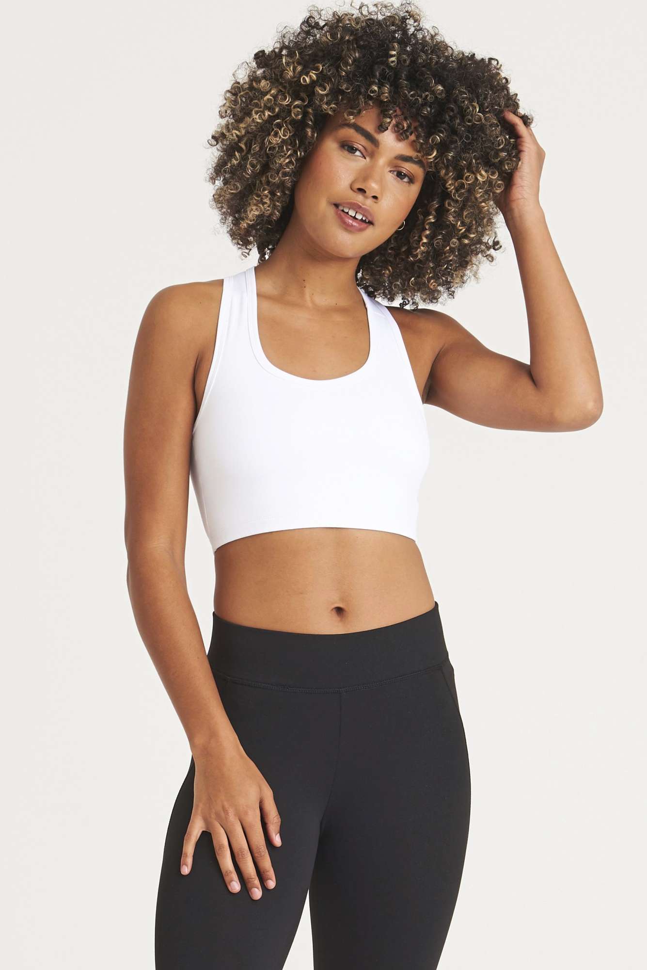 Just Cool Sport Crop Top mit Racerback-Schnitt, Arctic White XS, JC017