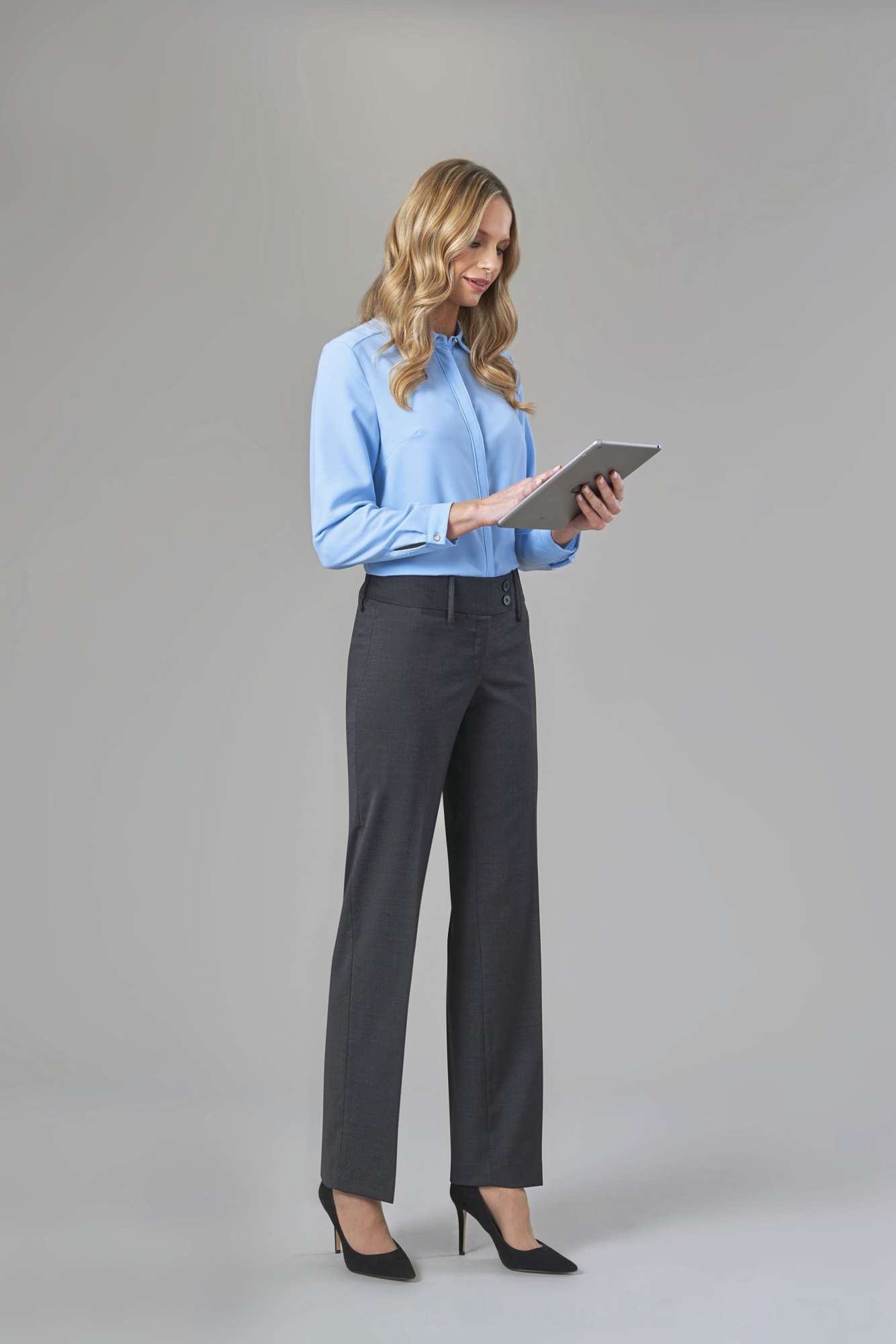 Miranda Hose, gerade Beine, Polyester-Woll-Mix