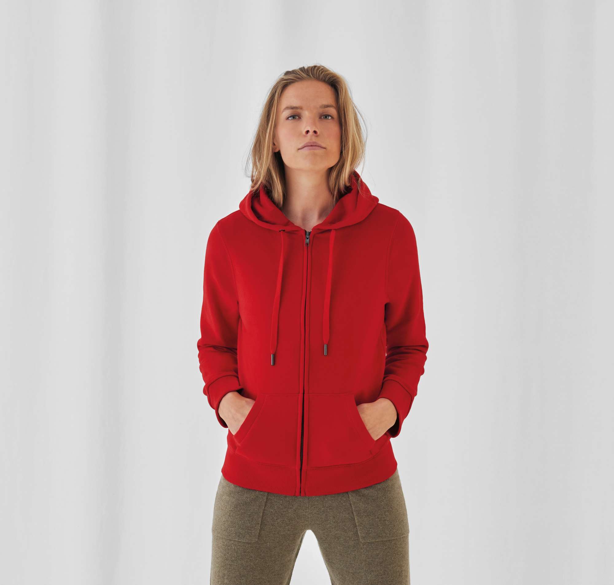 B&C QUEEN Kapuzenjacke aus Baumwolle-Polyester, White XS, BCWW03Q