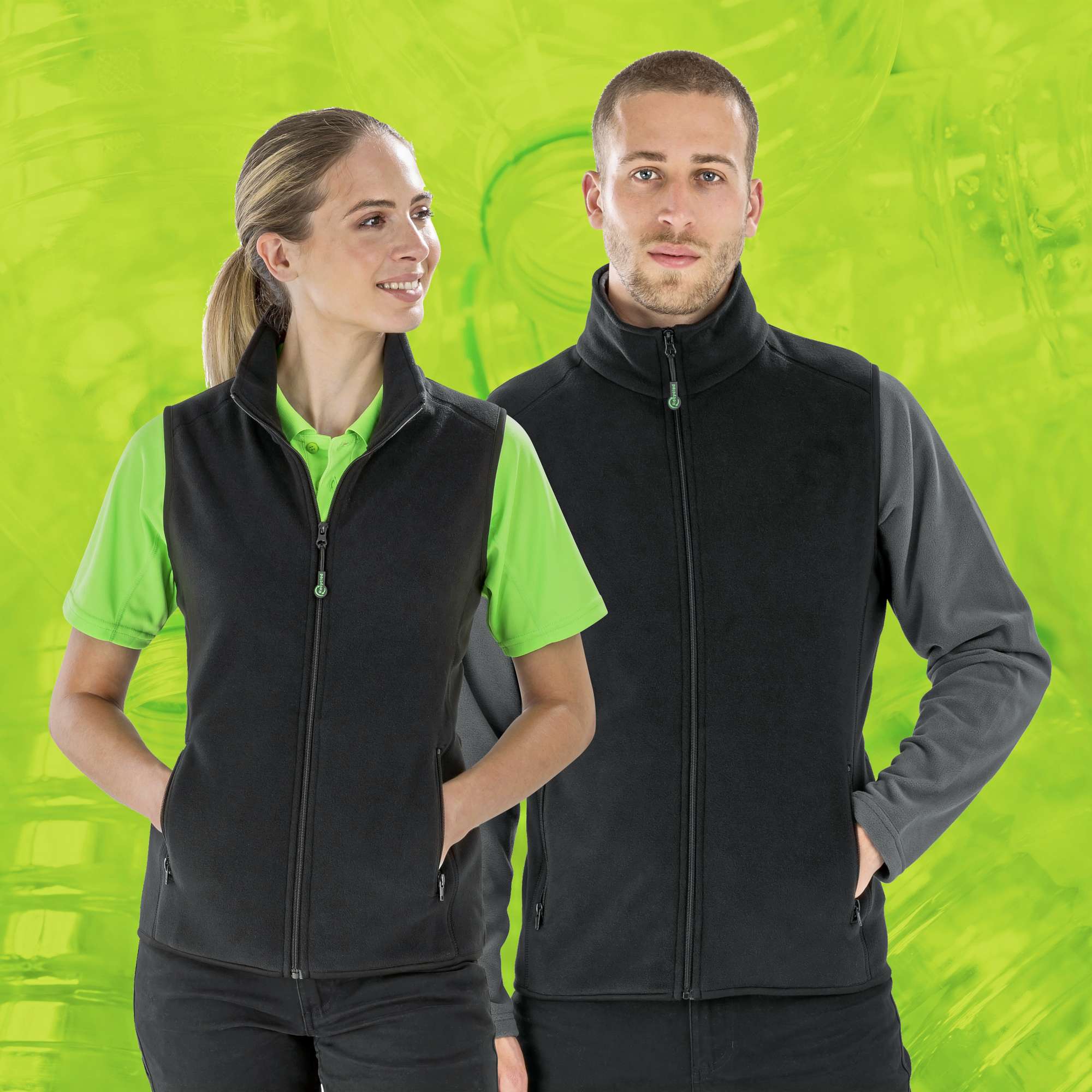 Recycelte Fleece Weste mit Taschen