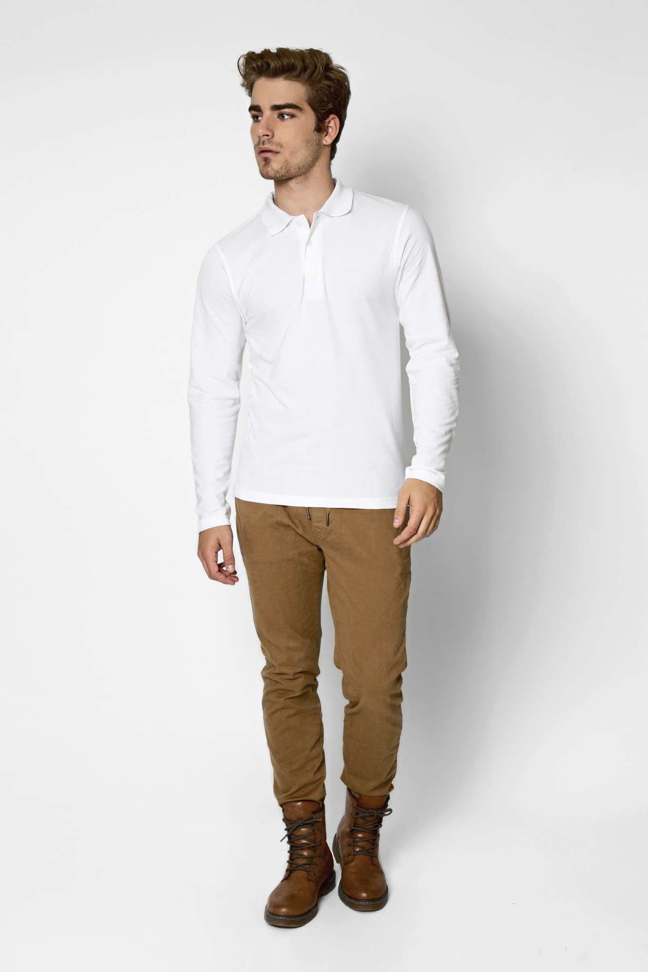 Langarm-Poloshirt aus Mikro-Piqué Baumwolle