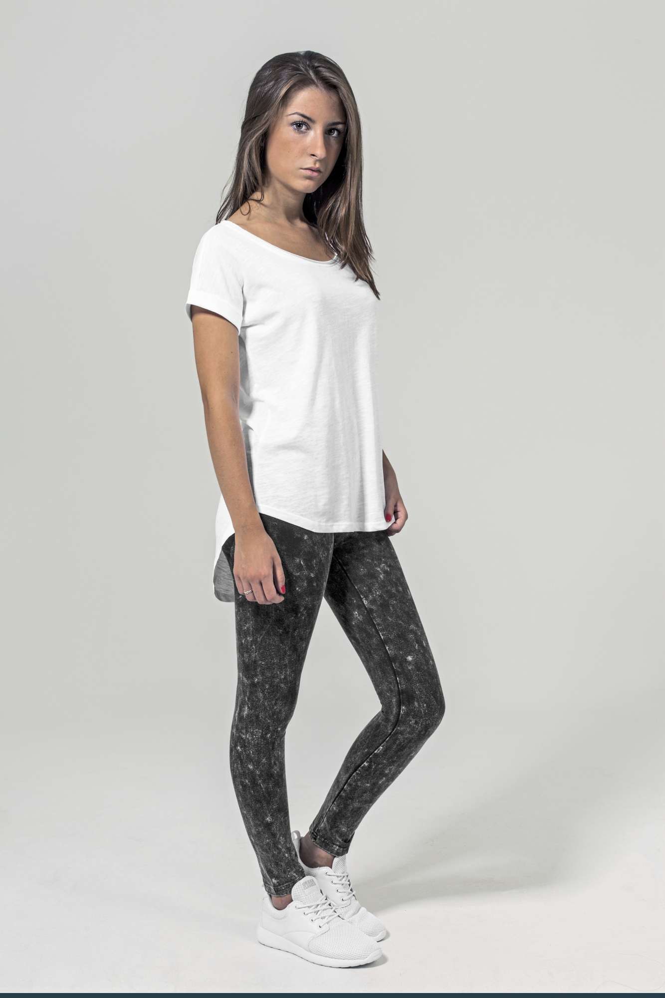 Long Slub T-Shirt mit Rundsaum für Damen