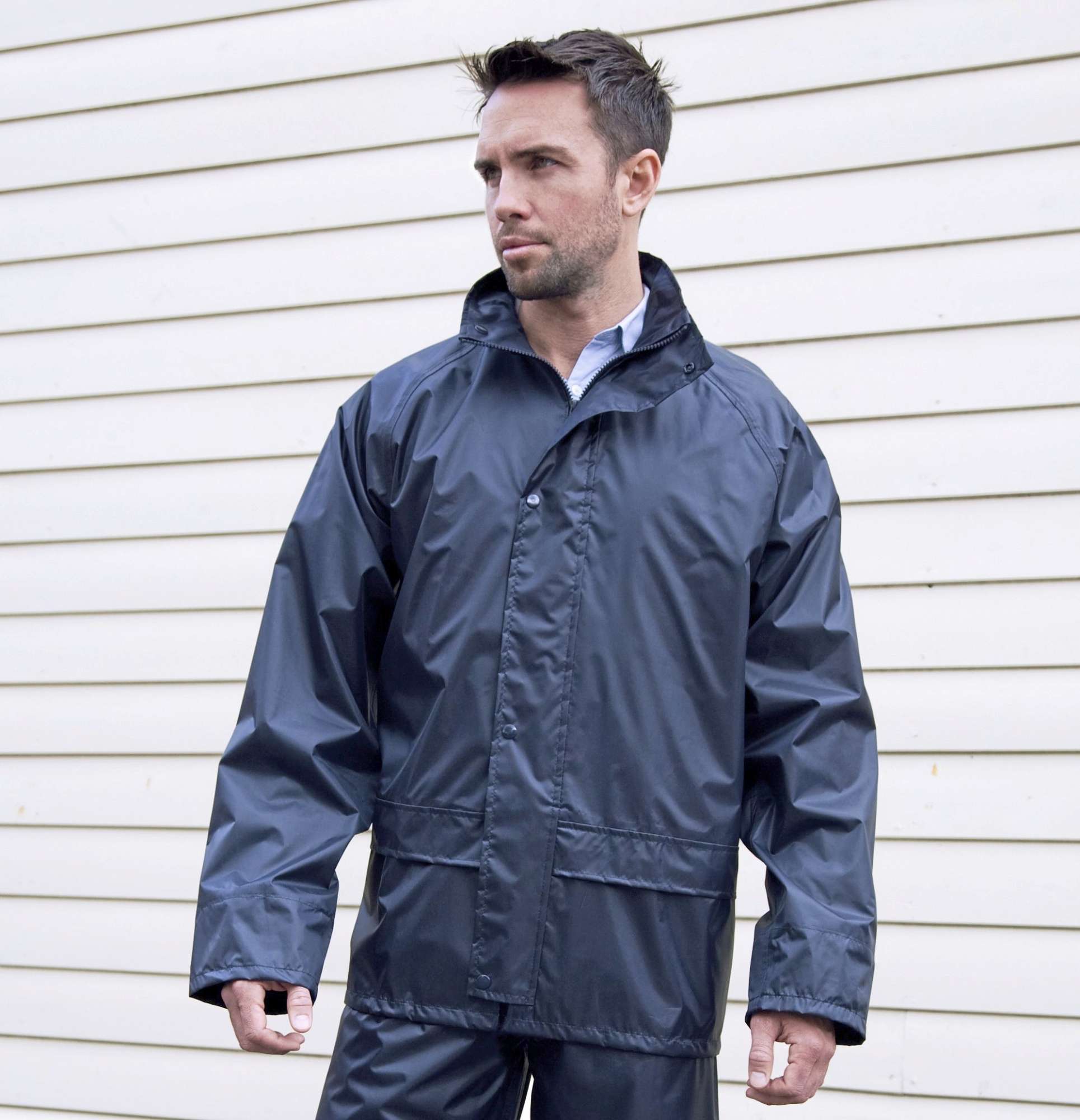 Result Core Wasserdichte Herren-Regenjacke mit Kapuze, Navy L, RT227