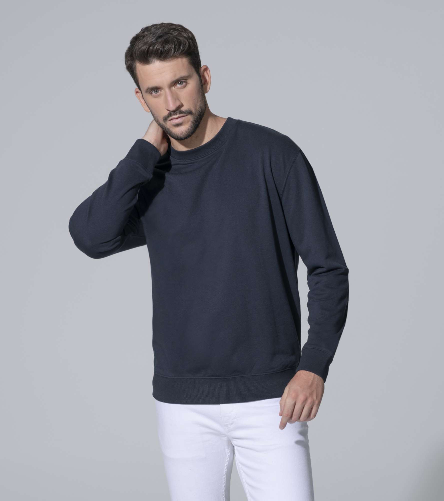 Baumwoll-Polyester Sweatshirt mit Rundhalsausschnitt
