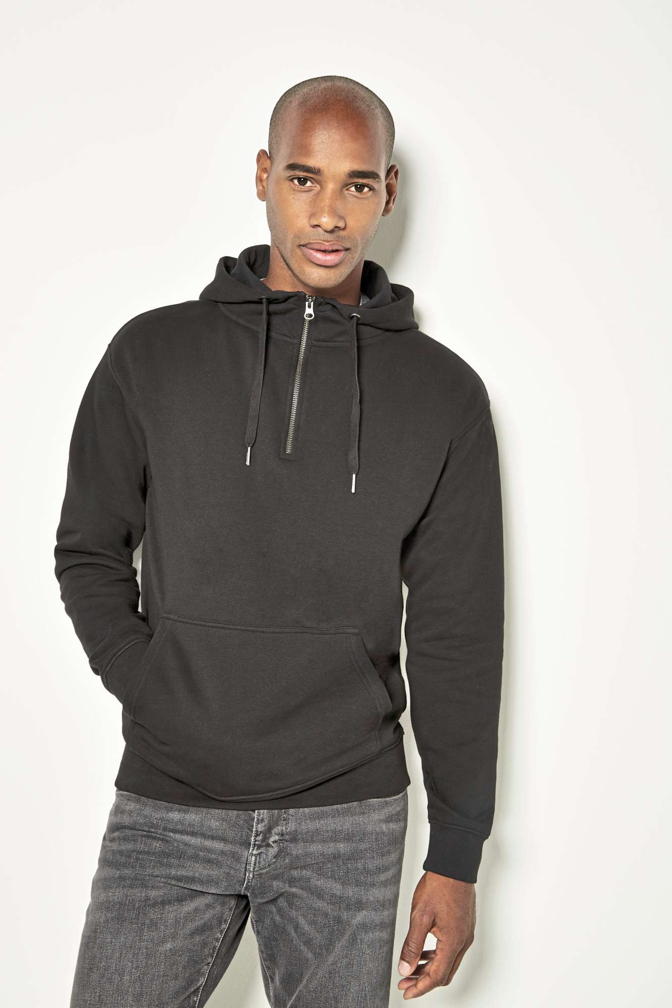 Regular Fit 1/4 Zip Hoodie Baumwolle