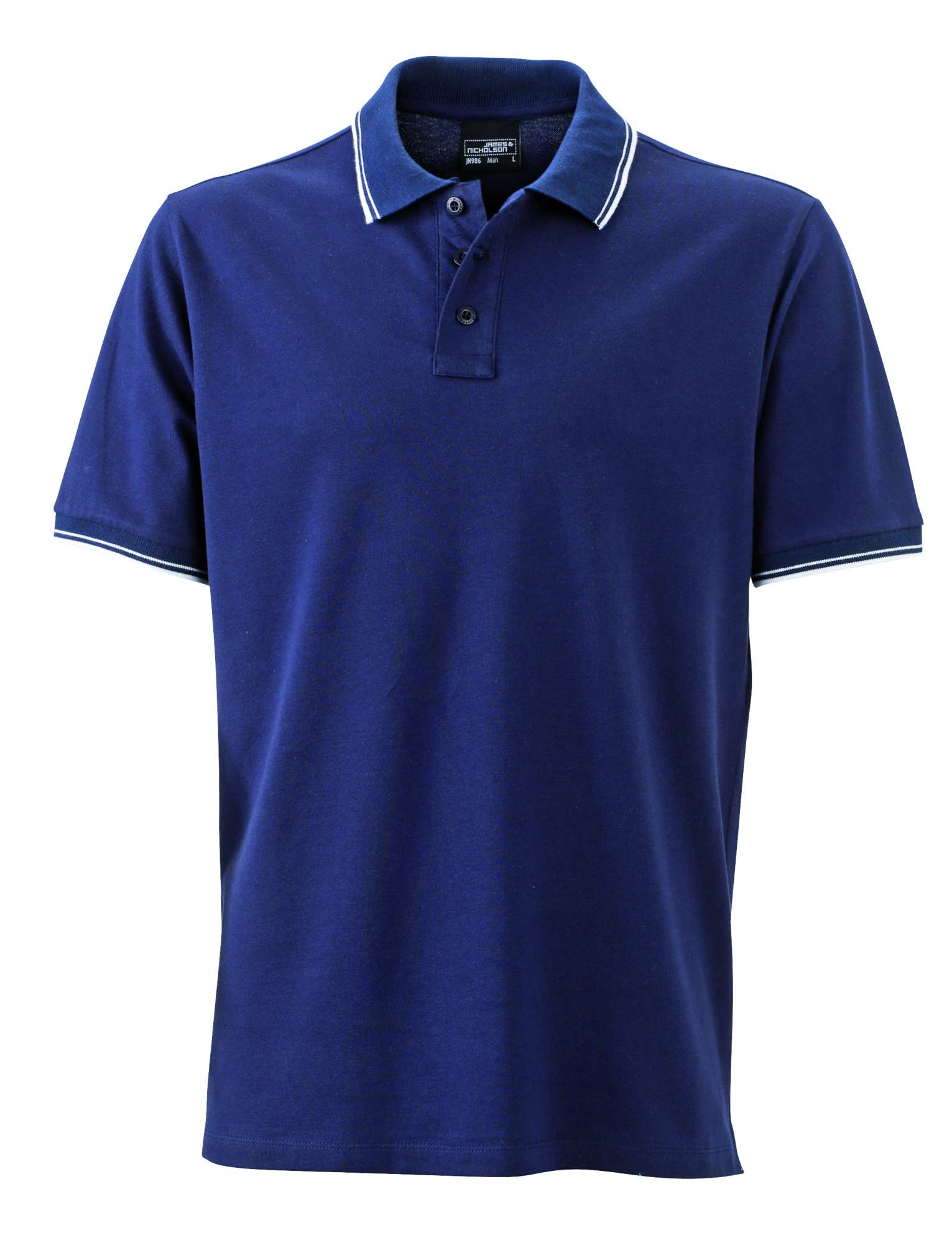 James&Nicholson Sportliches Herren-Polo mit Kontraststreifen, Navy/White M, JN986