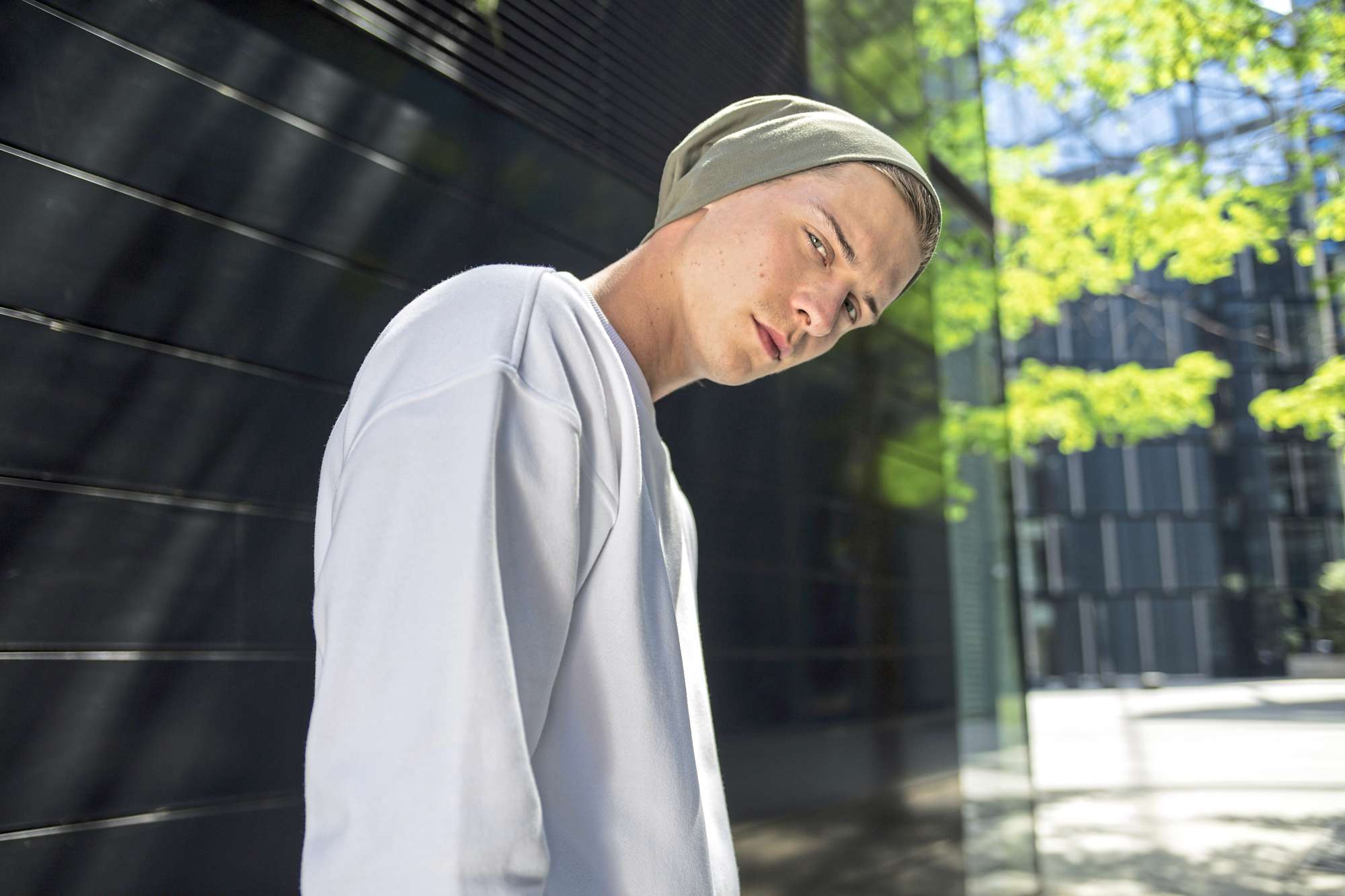 Jersey Beanie aus Stretch-Material