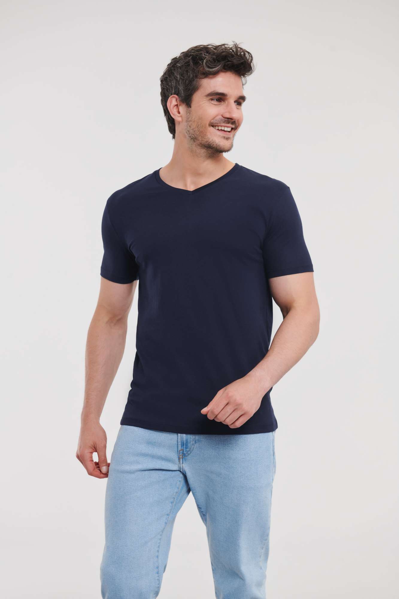 Bio-Baumwolle V-Ausschnitt Slim-Fit T-Shirt