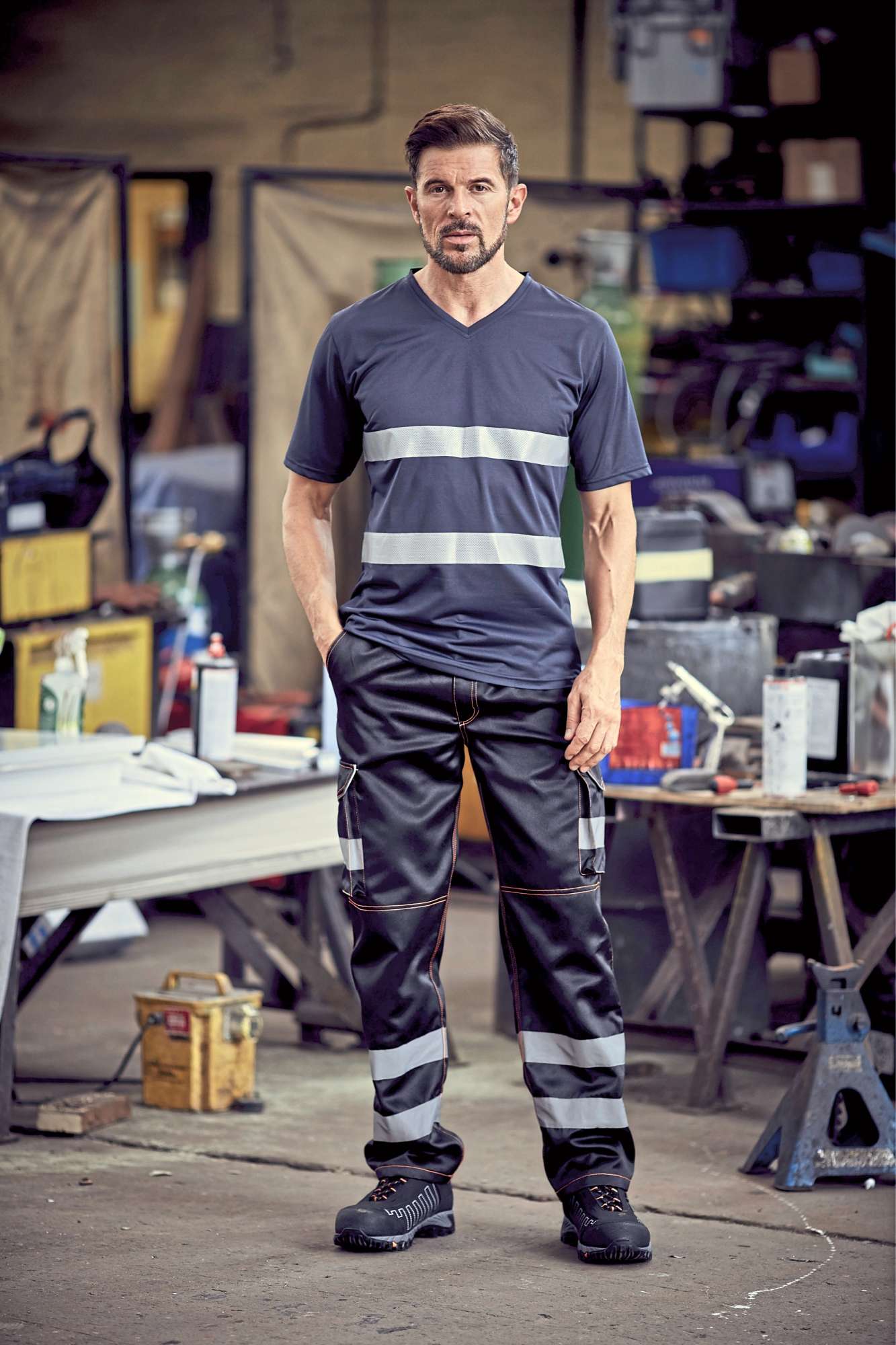 YOKO Hi-Vis V-Kragen T-Shirt mit Netzstoff, Hi-Vis Yellow M, YK910