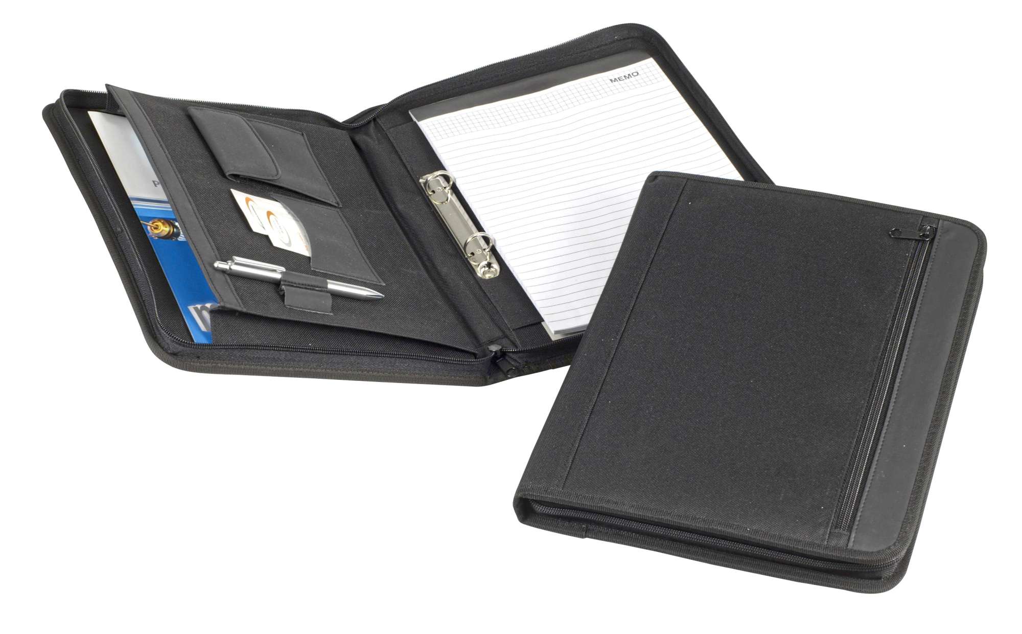 Halfar Schreibmappe Schwarz mit Organizer-Elementen, Black 26 x 35 x 3 cm, HF2787