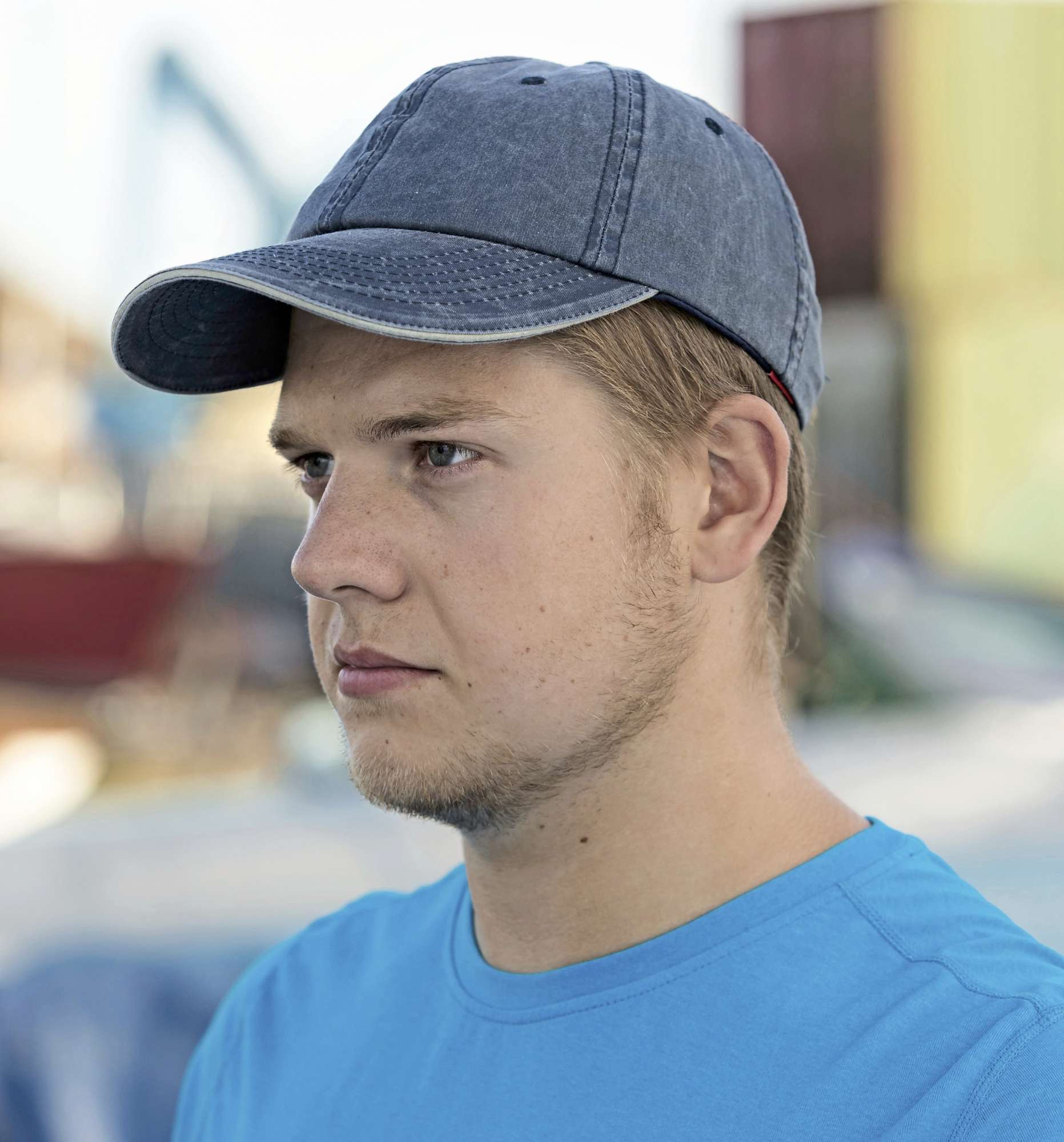 Washed Baumwoll-Cap mit Sandwich-Schirm