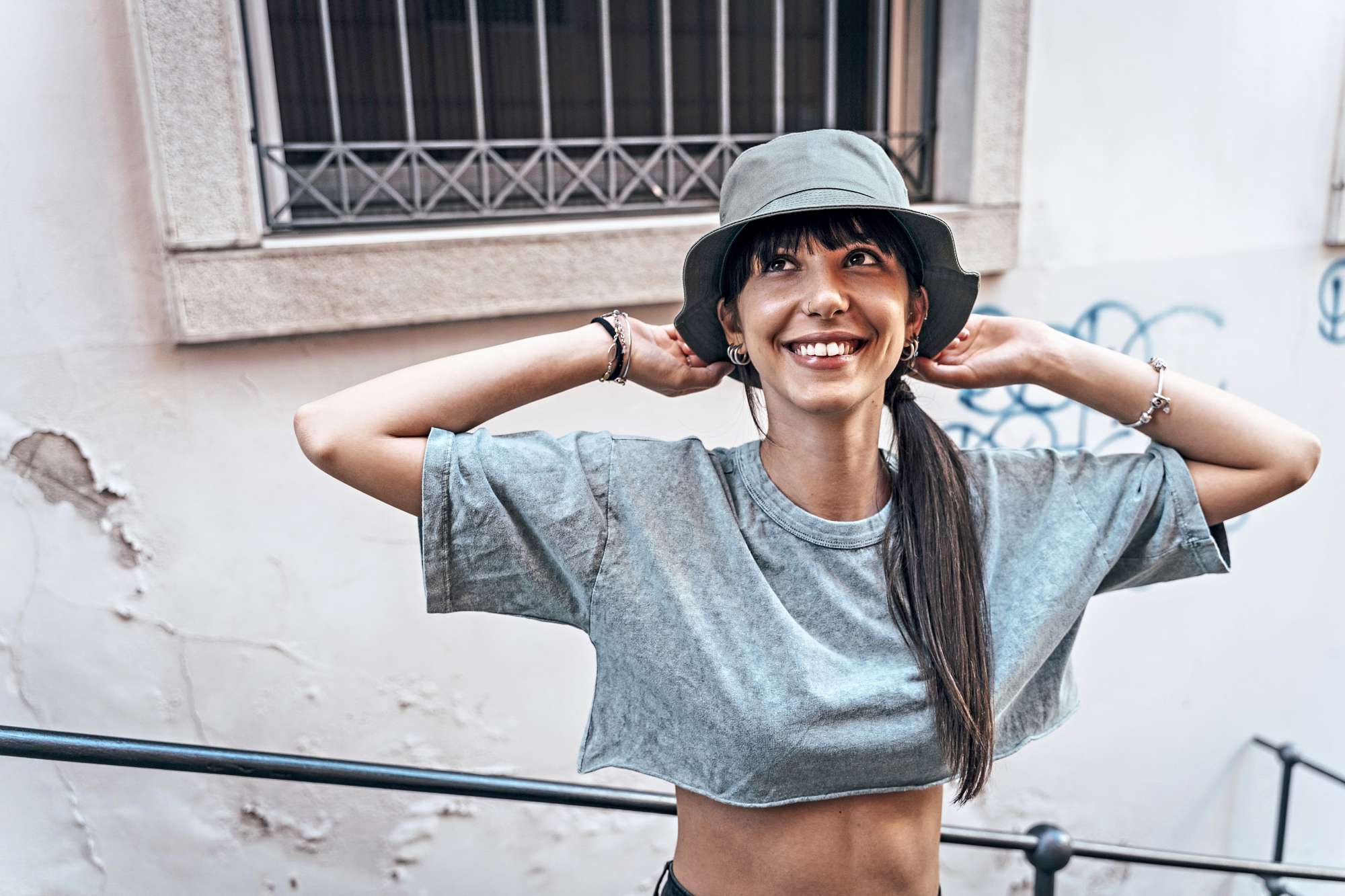 Geo Bucket Hat aus recyceltem Polyester