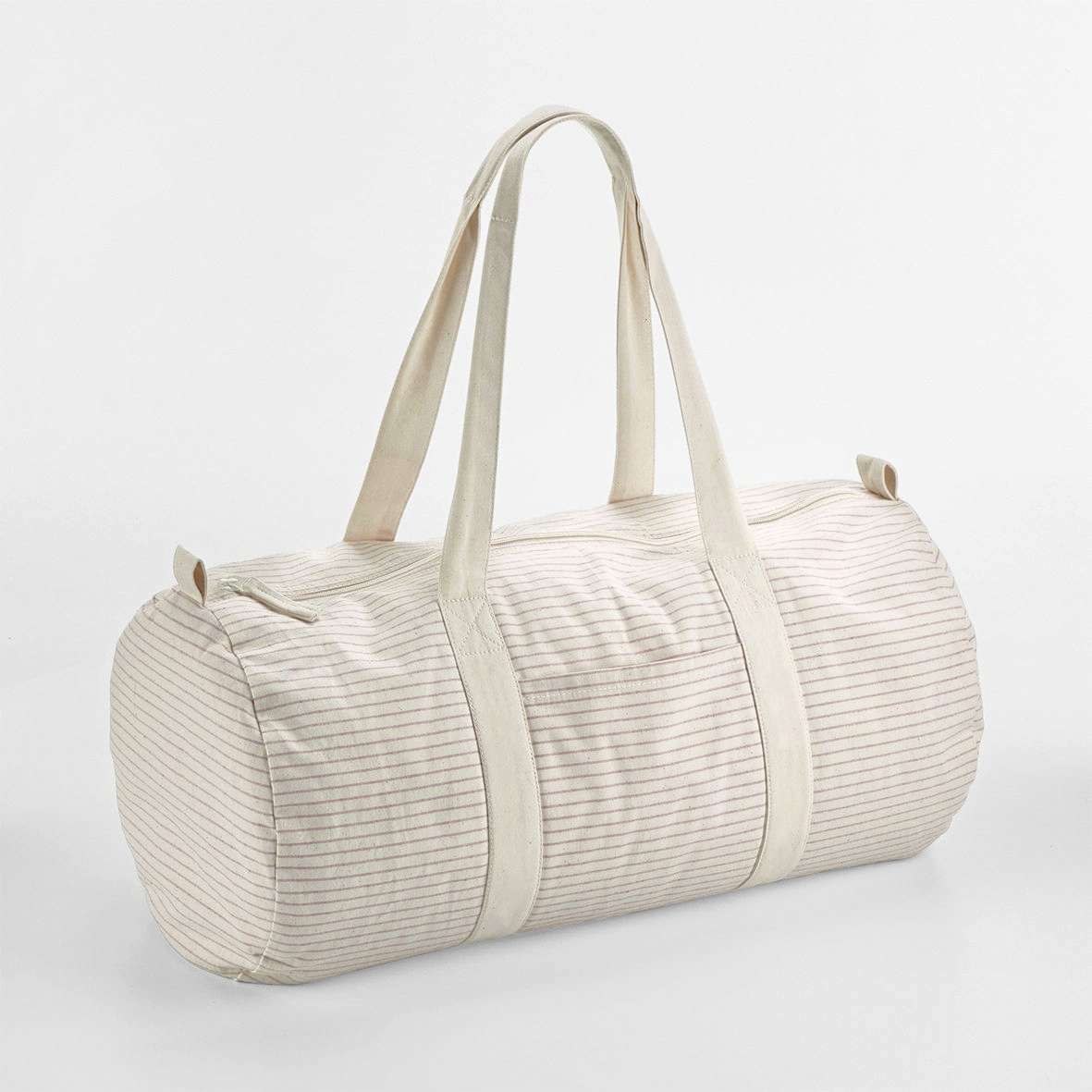 Gestreifte Bio-Baumwoll-Fass-Tasche "Beach"