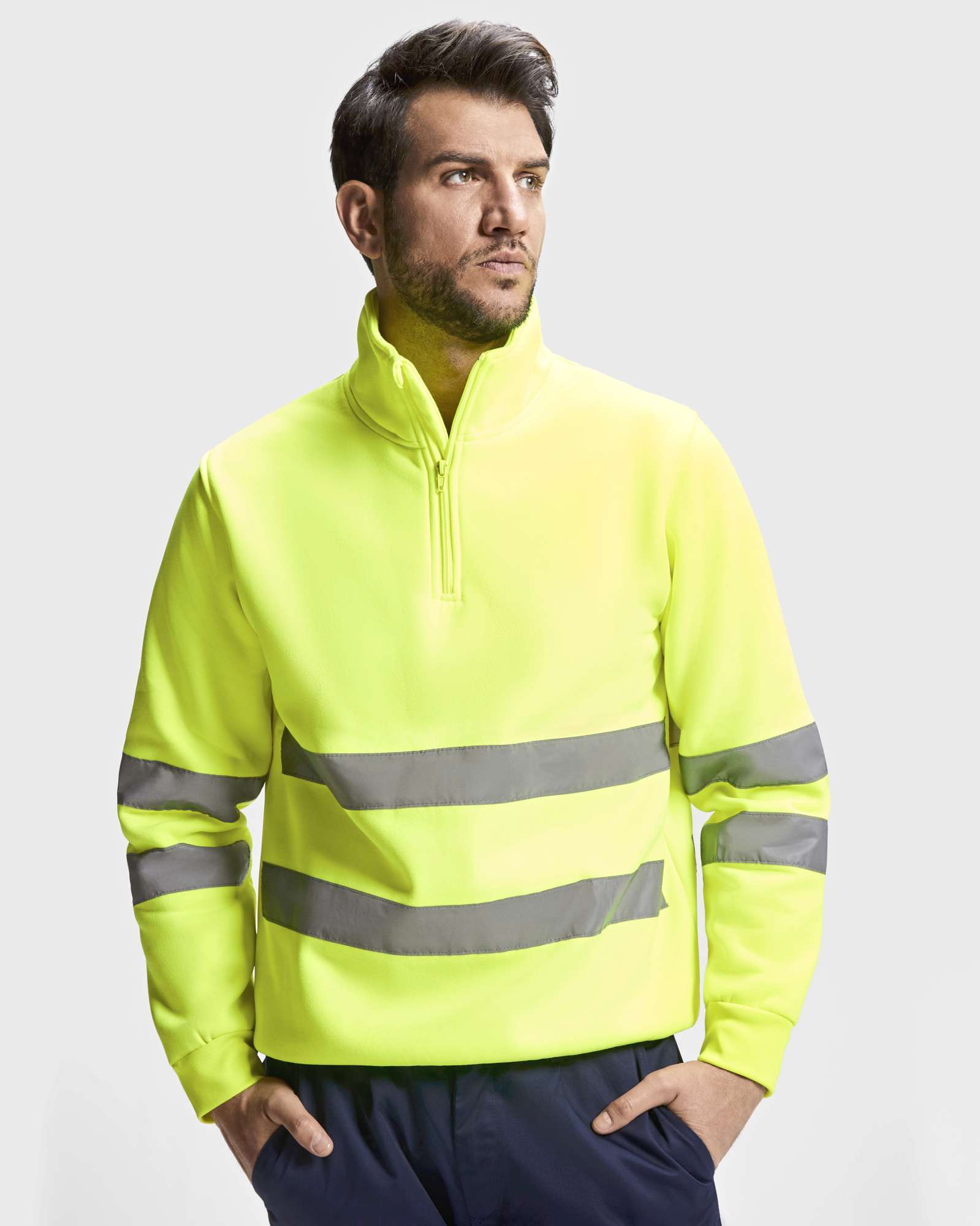 Roly Workwear Hi-Viz Sweatshirt Spica mit Reißverschluss, Fluor Yellow 221 S, RY9314